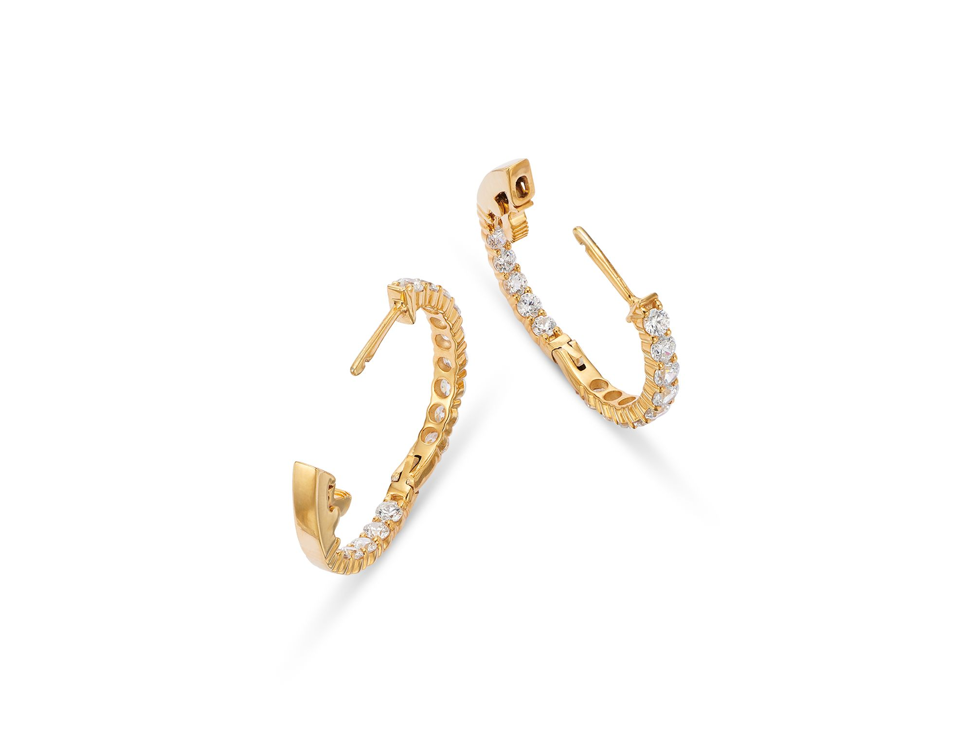 Diamond Inside Out Hoop Earrings in 14K Yellow Gold, 2.0 tcw — Image 4