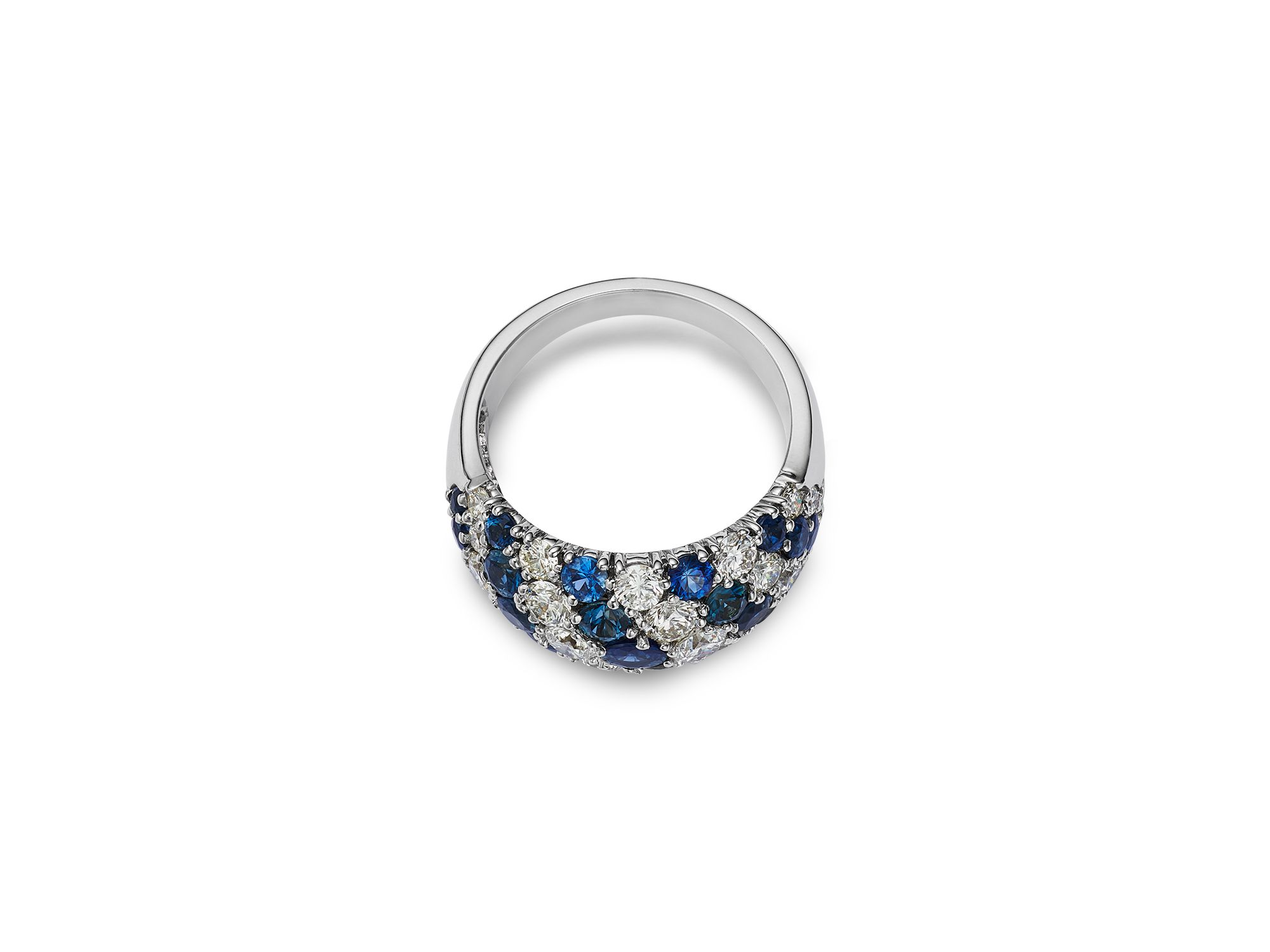 Sapphire & Diamond Band Ring in 14K White Gold — Image 3