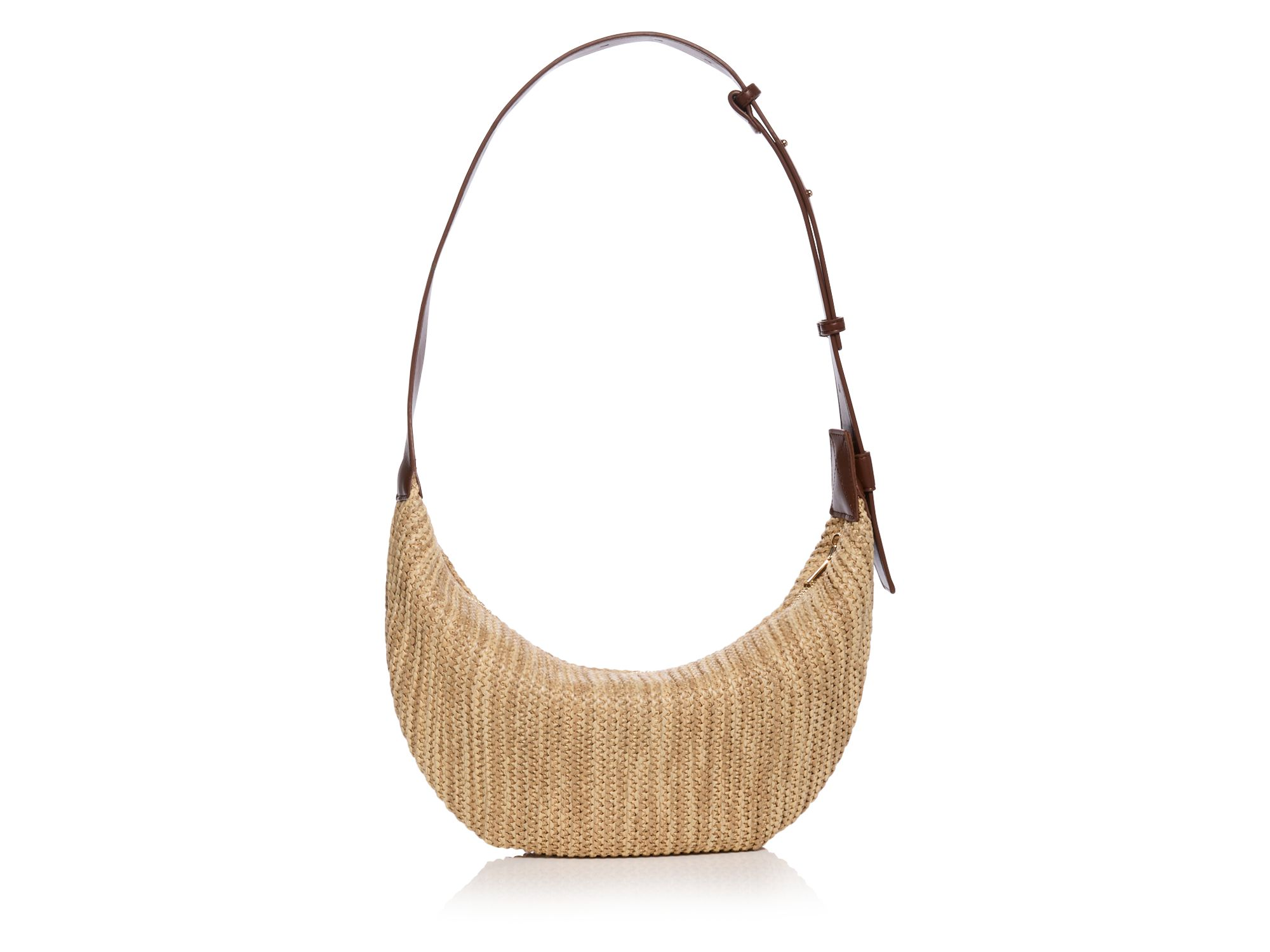Raffia Medium Sling Belted Hobo Bag - Exclusive — Image 5