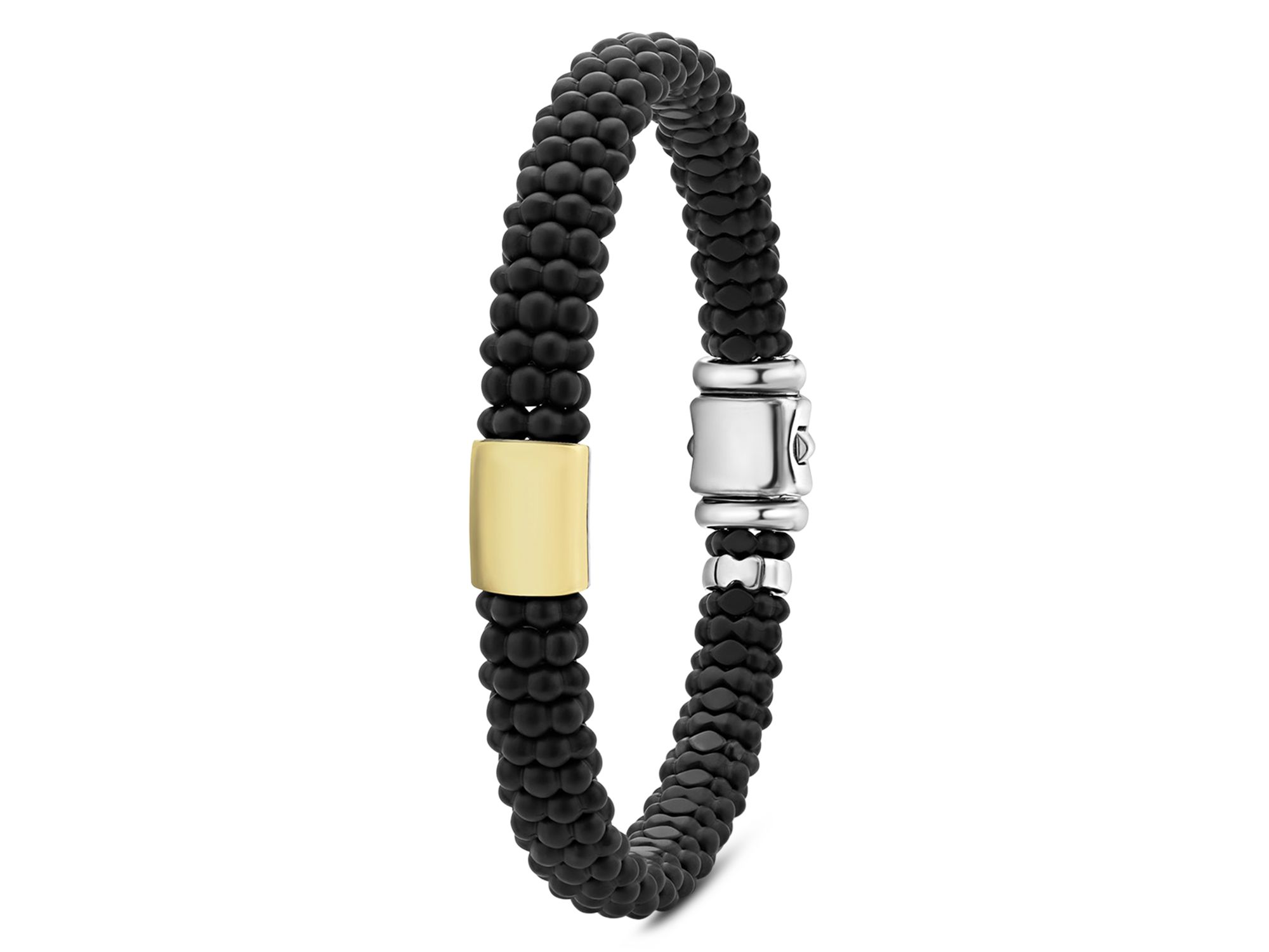 Men's 18K Yellow Gold & Sterling Silver Anthem Black Ceramic Caviar Station Bead Bracelet - Exclusive — Image 4