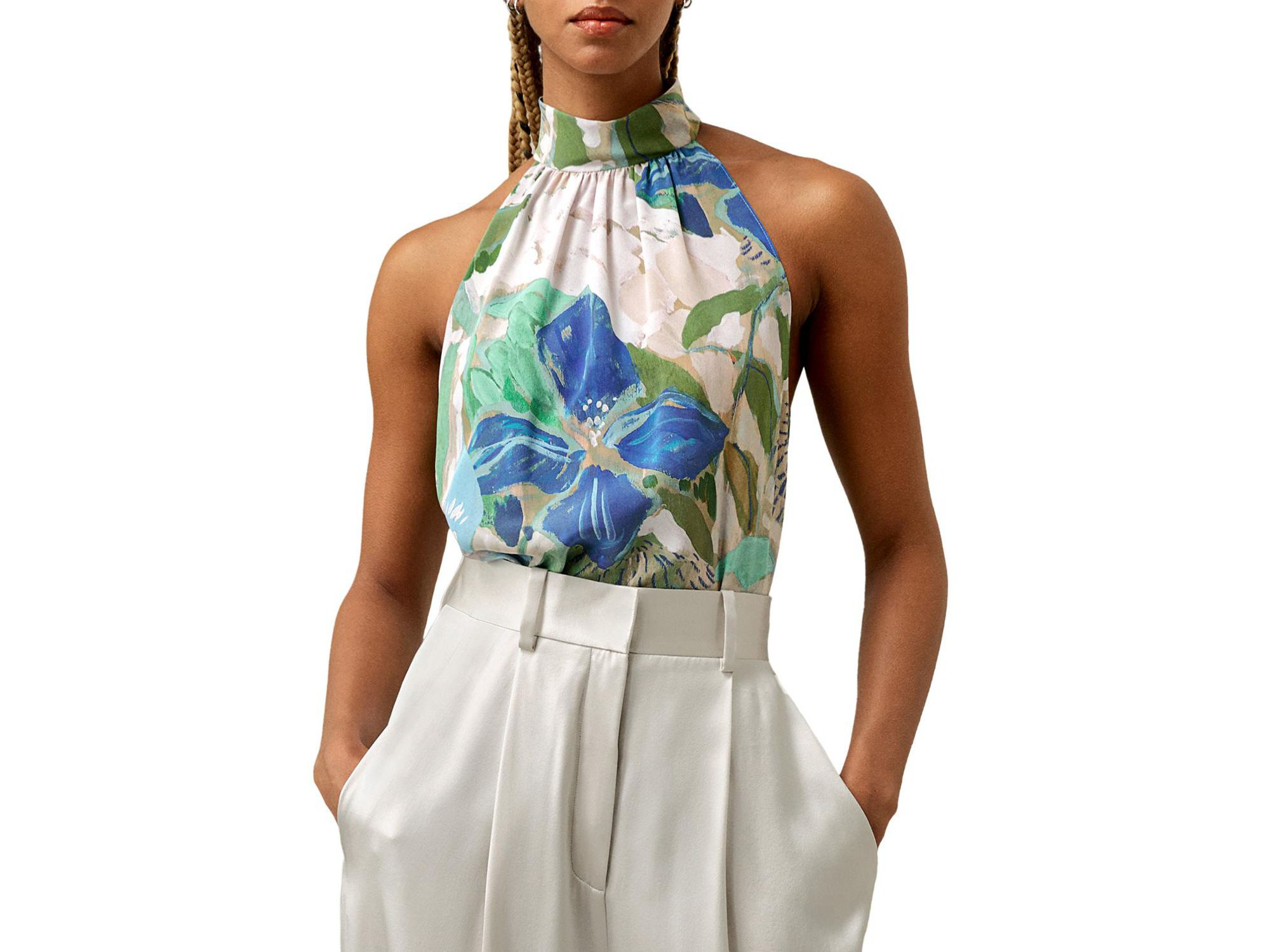 Praslin Mock Neck Silk Top - Image 1
