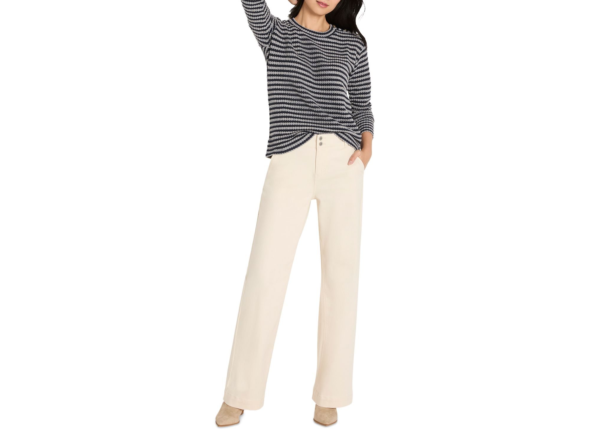Texture Stripe Button Shoulder Top — Image 4