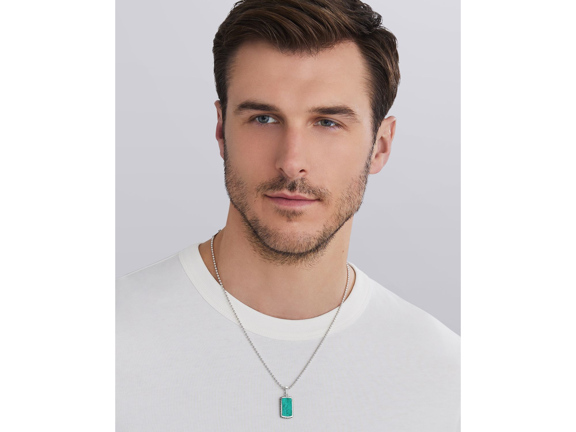 Men's Sterling Silver Anthem Stone Tag Amulet Pendant — Image 3