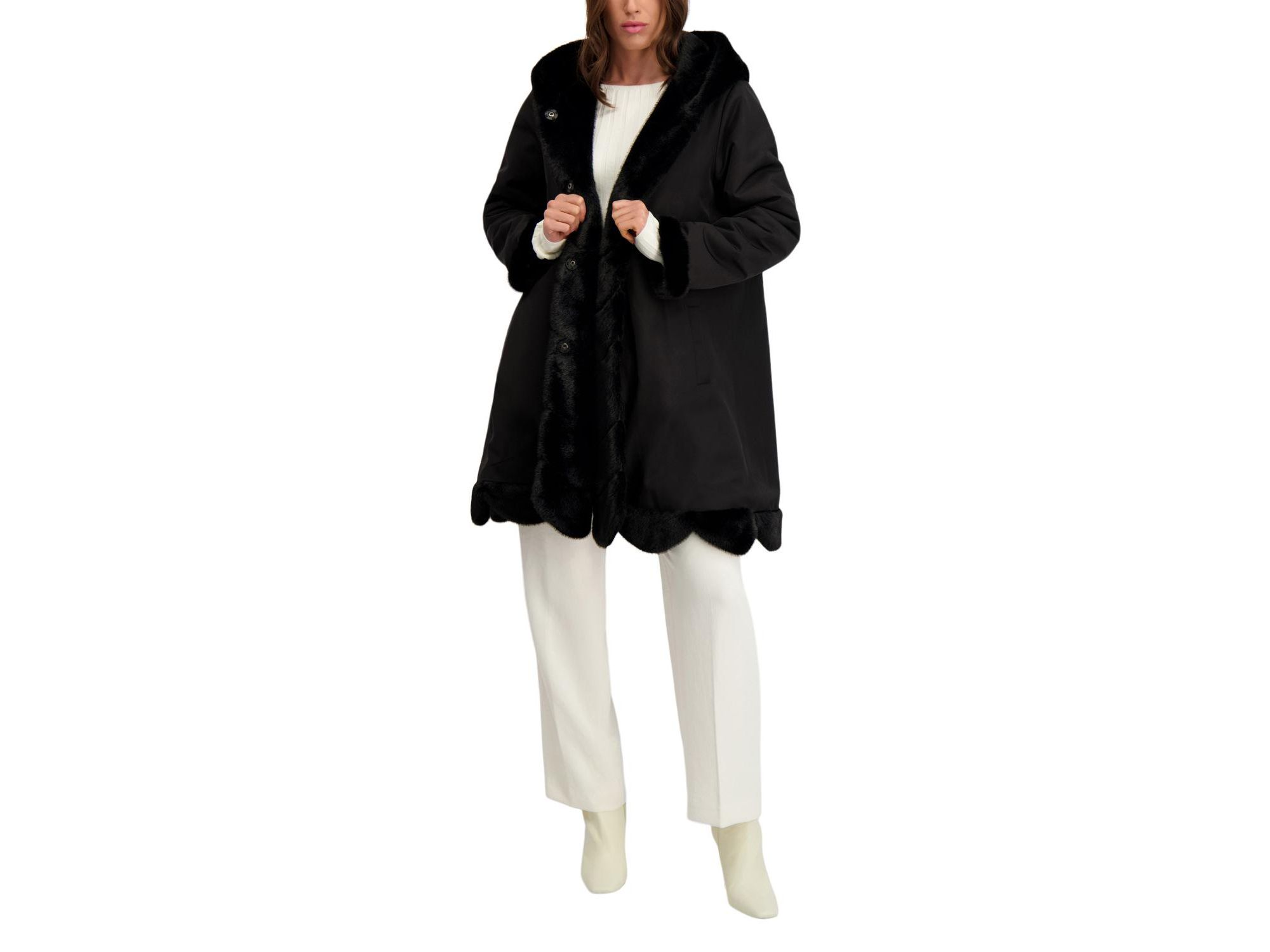 Faux Fur Mink Reversible Parka Coat — Image 7