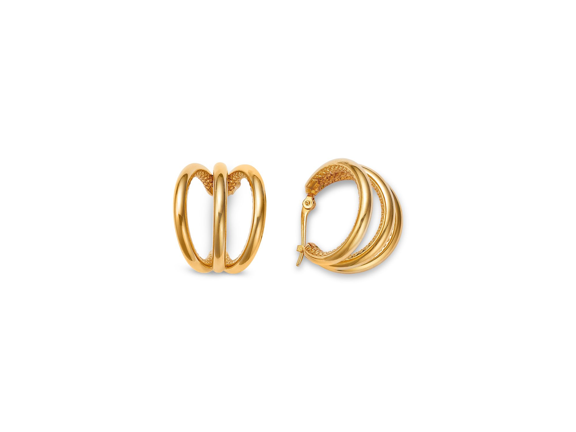 Triple Cage Hoop Earrings 14K Yellow Gold — Image 3