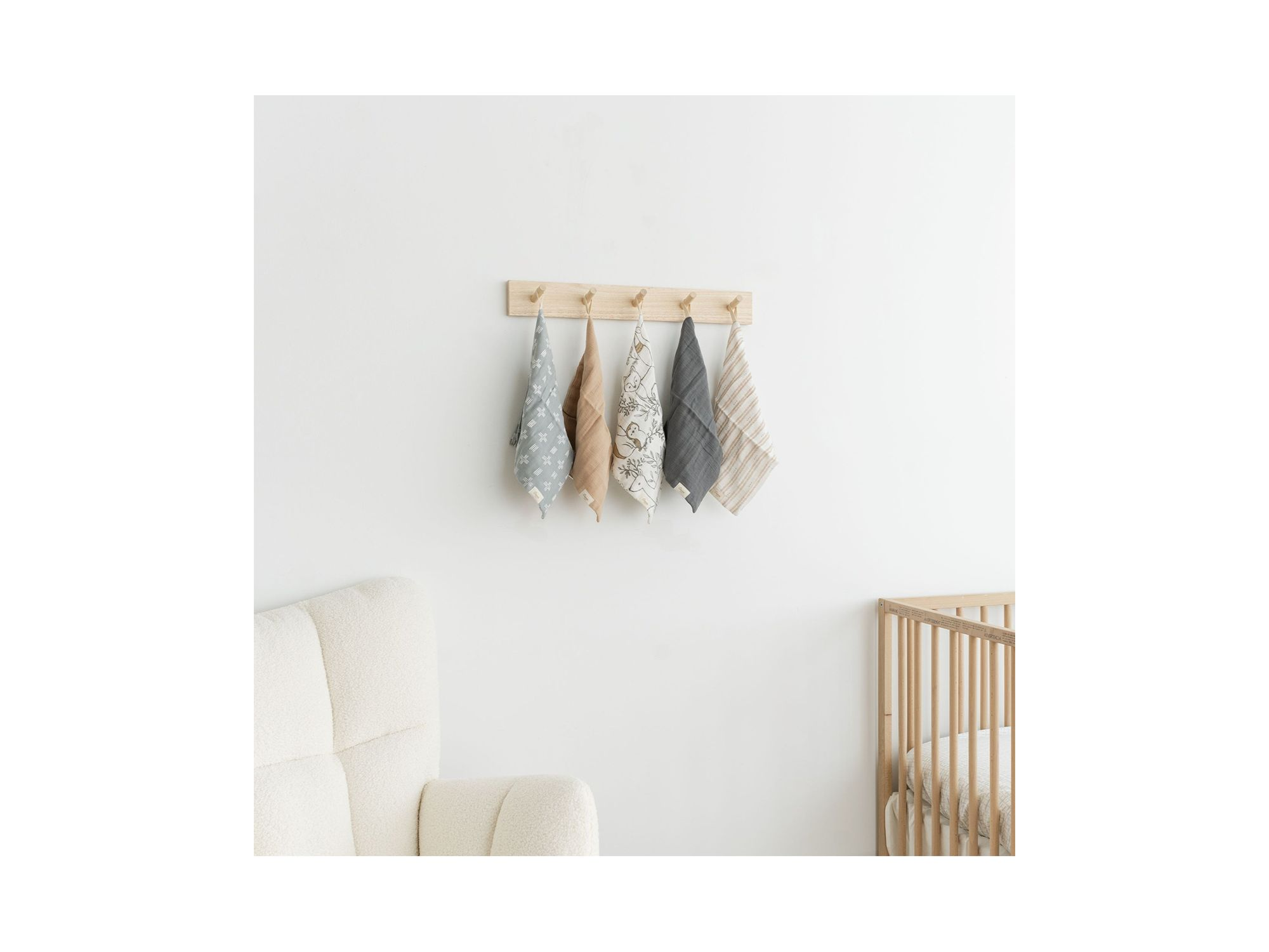 Ezra Woodland Animal Washcloths, 5 Pack — Image 6