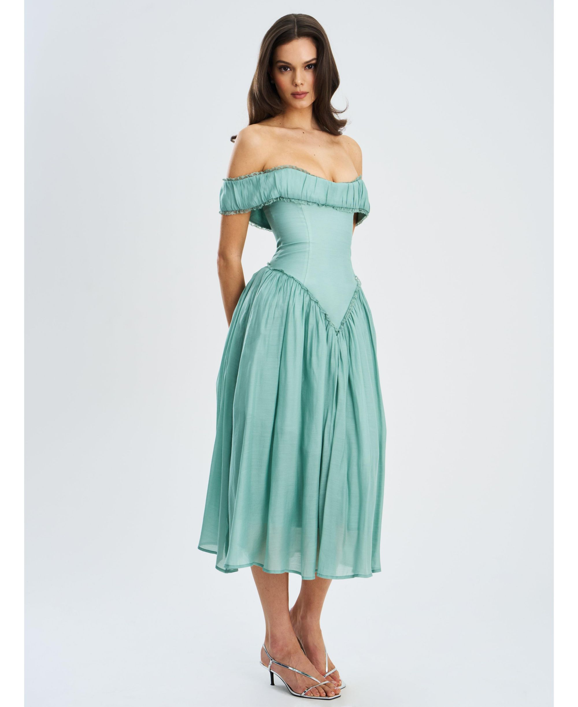 Xavy Rayon Off Shoulder Corset Midi Dress — Image 7
