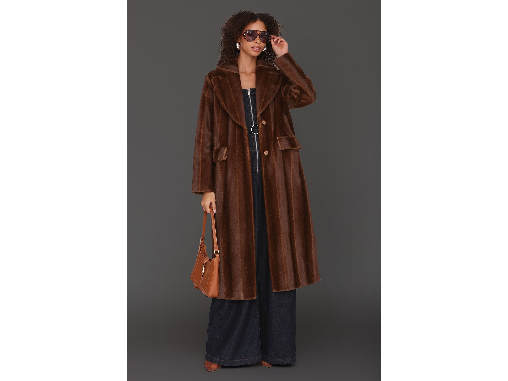 Faux Mink Fur Maxi Coat — Image 3