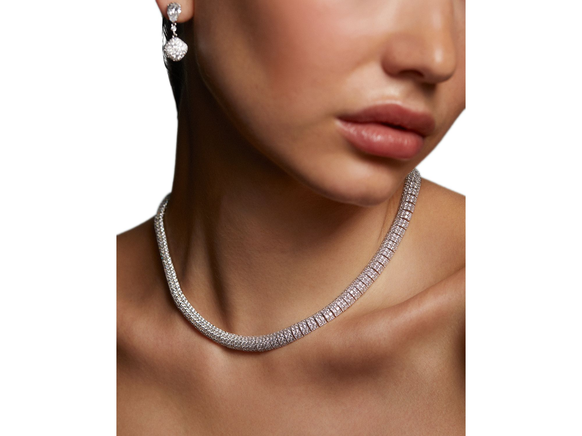 Crushed Pavé Dome Collar Necklace, 16" — Image 3