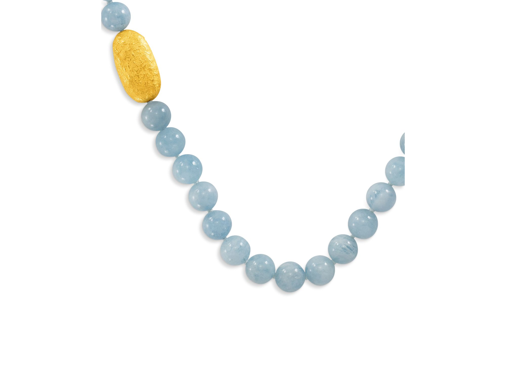 18K Yellow Gold Earth Aquamarine Collar Necklace, 18" — Image 3