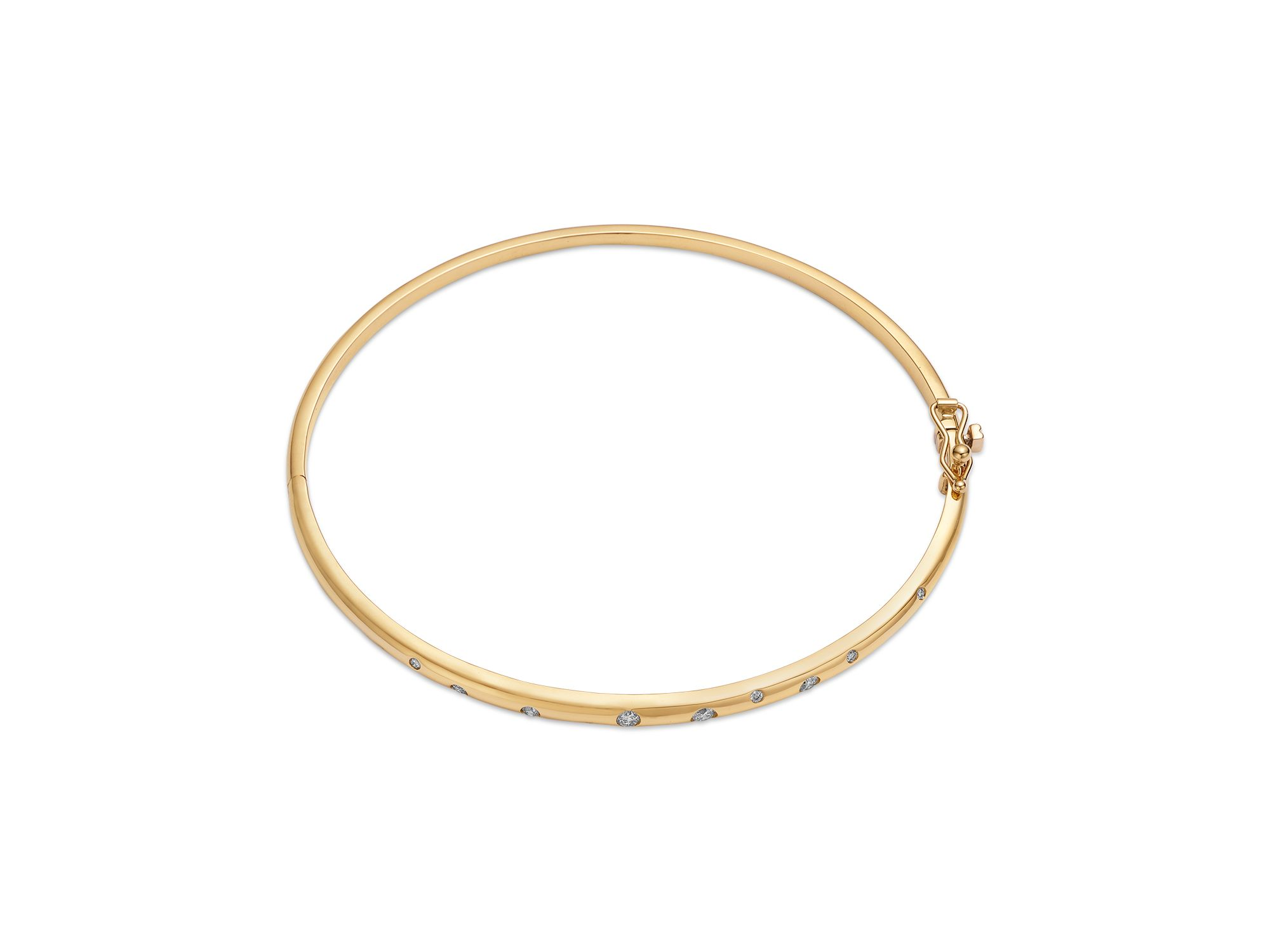 Burnished Diamond Set Bangle in 14K Yellow Gold, 0.25 tcw — Image 3