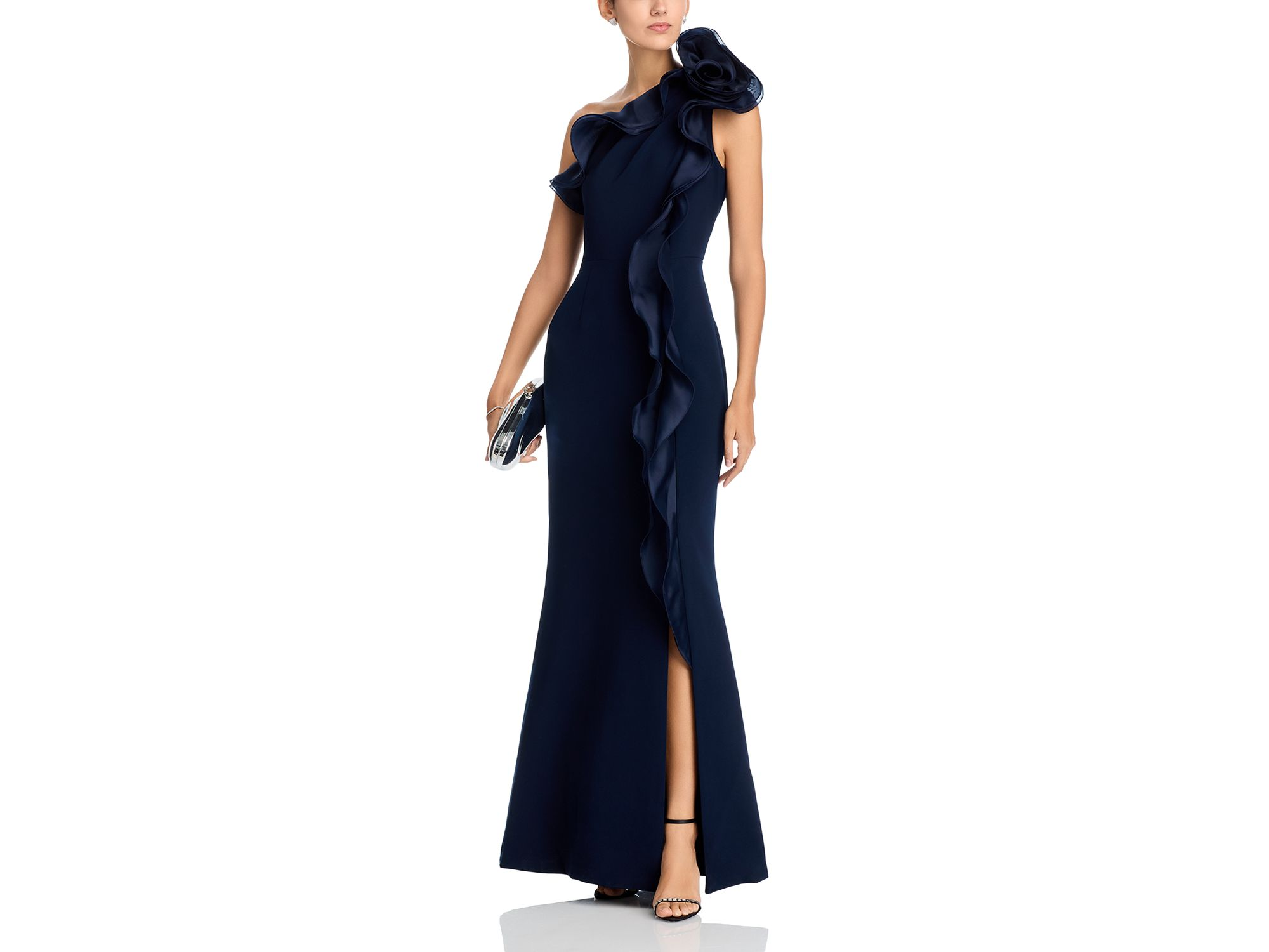 One Shoulder Crepe Column Gown — Image 3