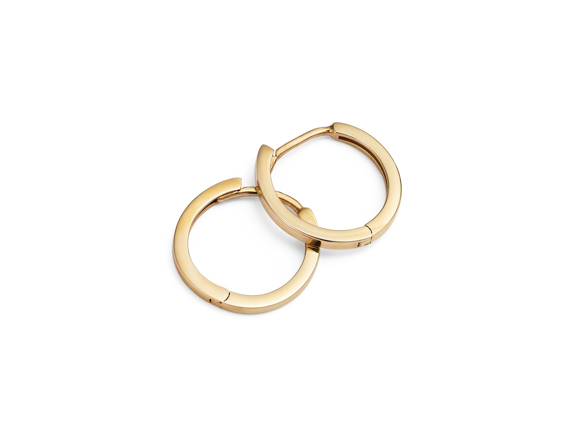 14K Yellow Gold Small Polished Huggie Hoop Earrings — Image 3