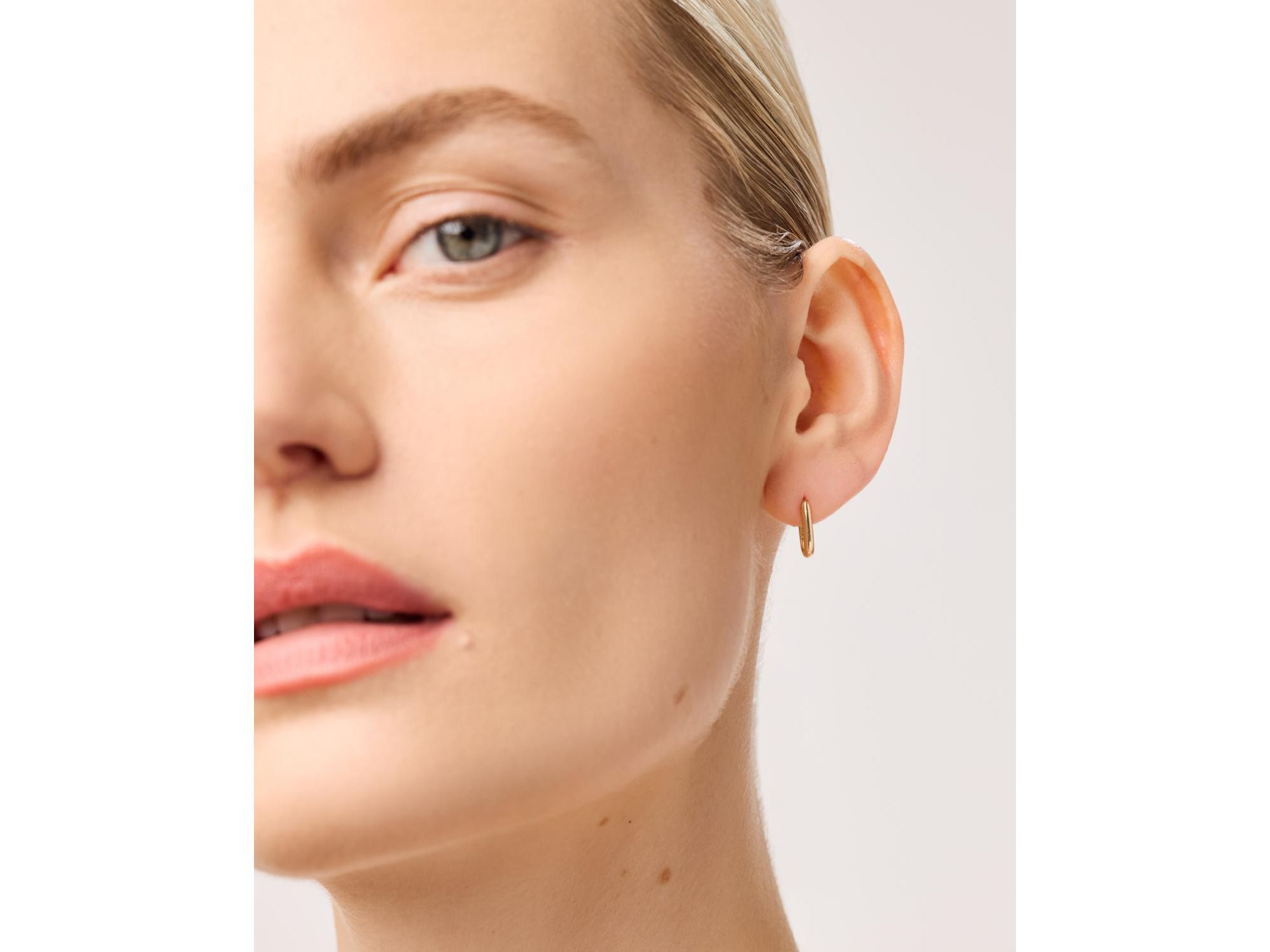 Gold Mini Oval Hoop Earrings — Image 4