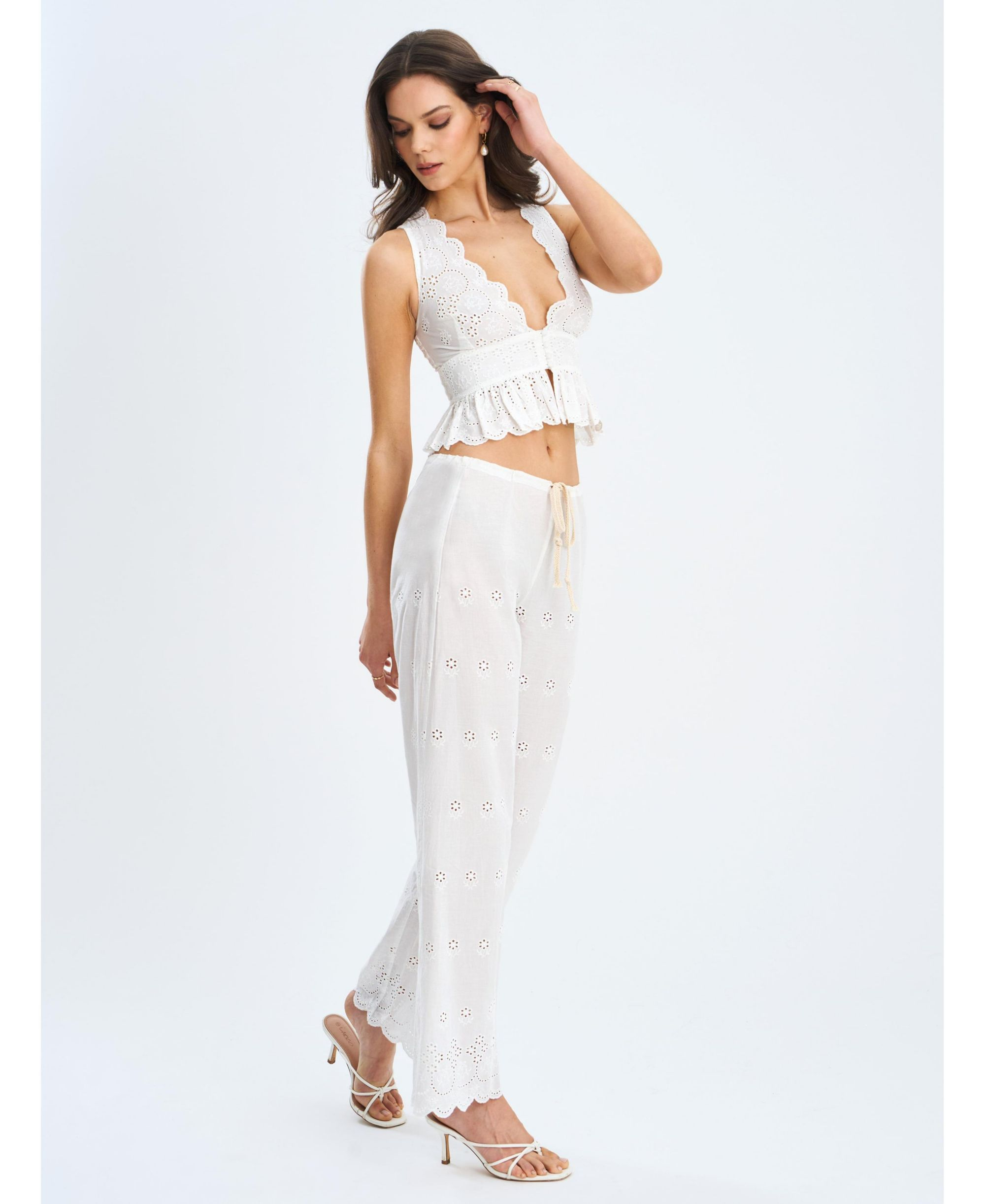 Raina Cotton Eyelet Straight Pants — Image 6