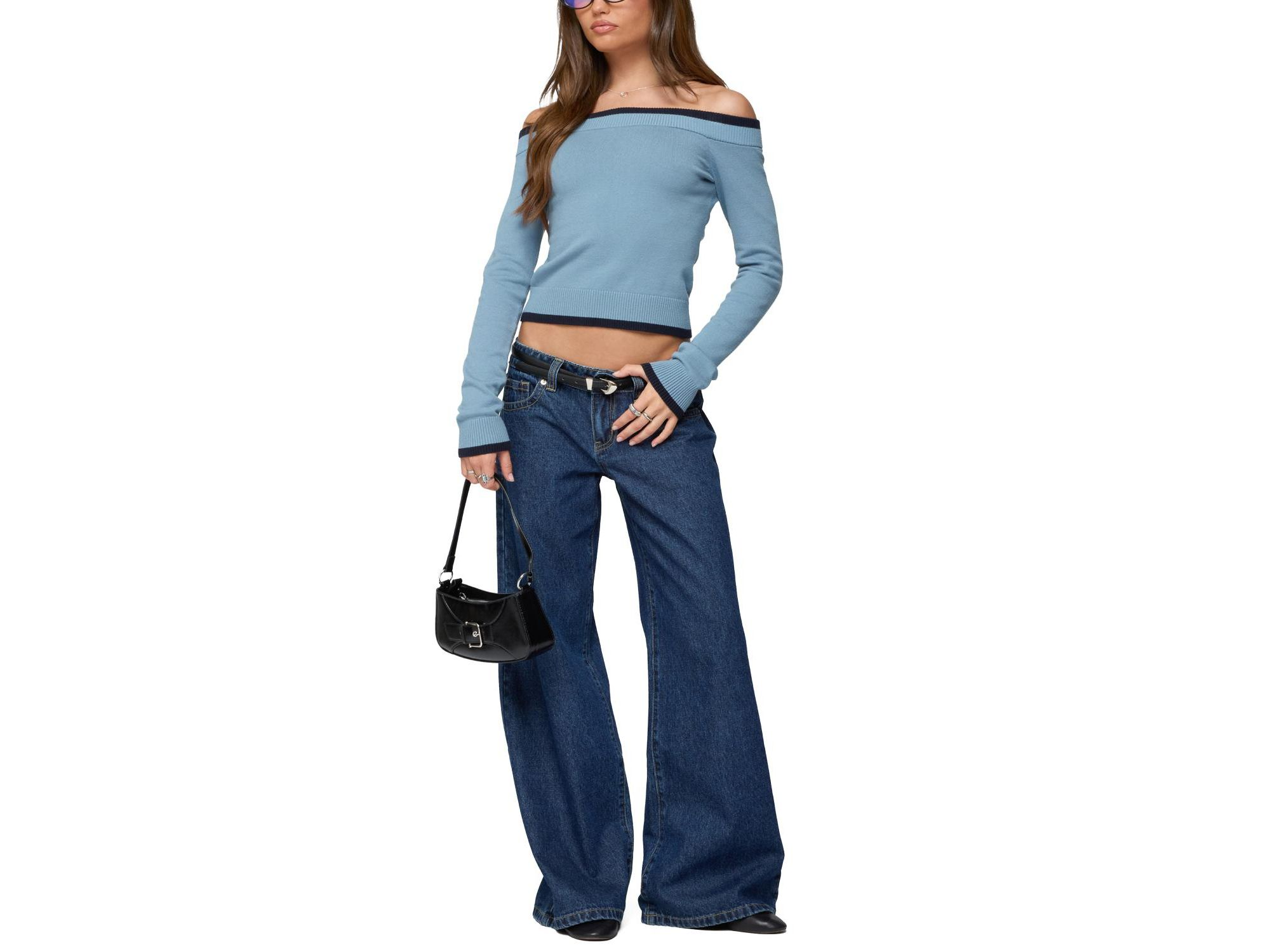 Kezzie Contrast Off Shoulder Knit Top — Image 5
