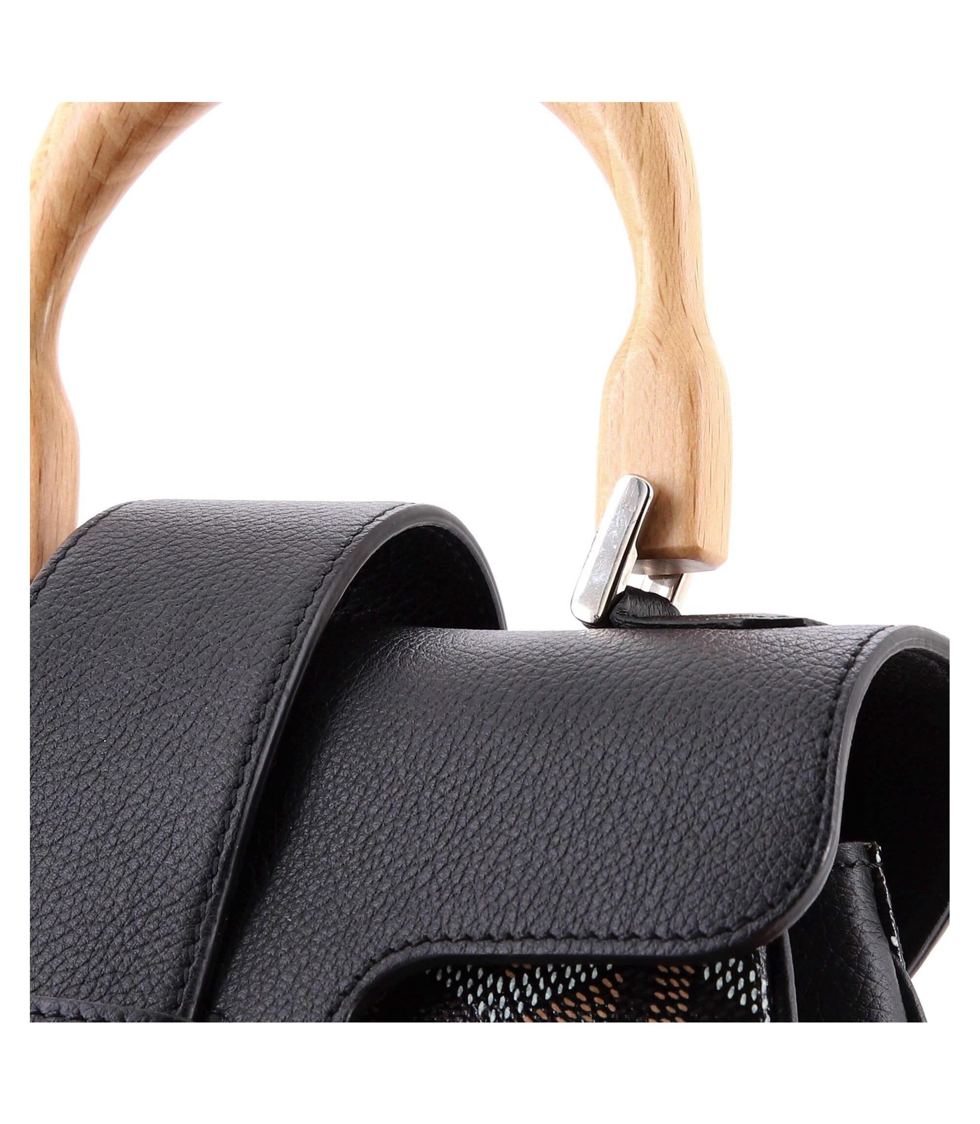 Mini Saigon Top Handle Bag Coated Canvas with Leather — Image 4