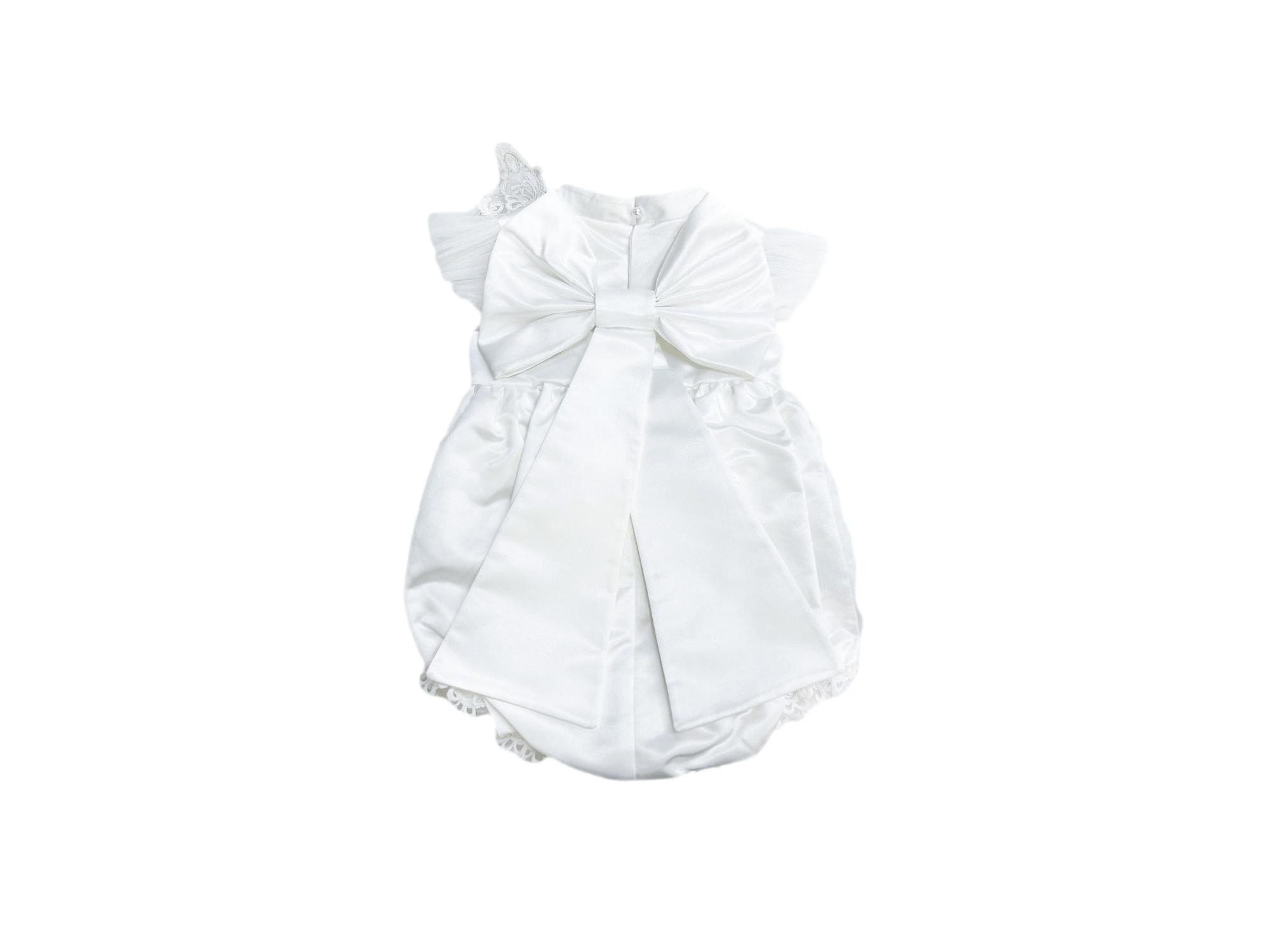Unisex Butterfly White Satin Ceremony Romper — Image 6