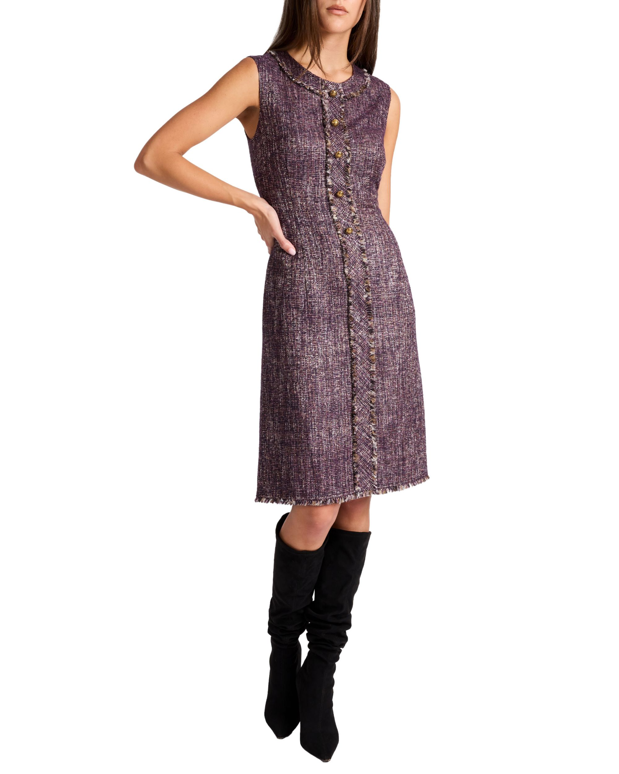 Laura Sleeveless Sheath Dress in Lightweight Tweed — Image 5