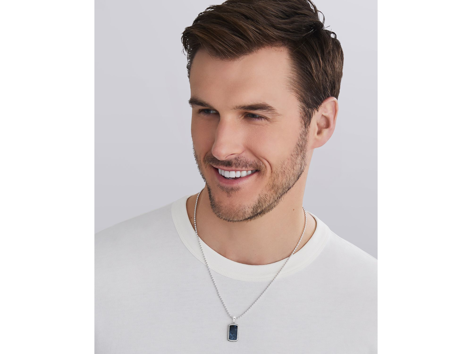 Men's Sterling Silver Anthem Stone Tag Amulet Pendant — Image 4