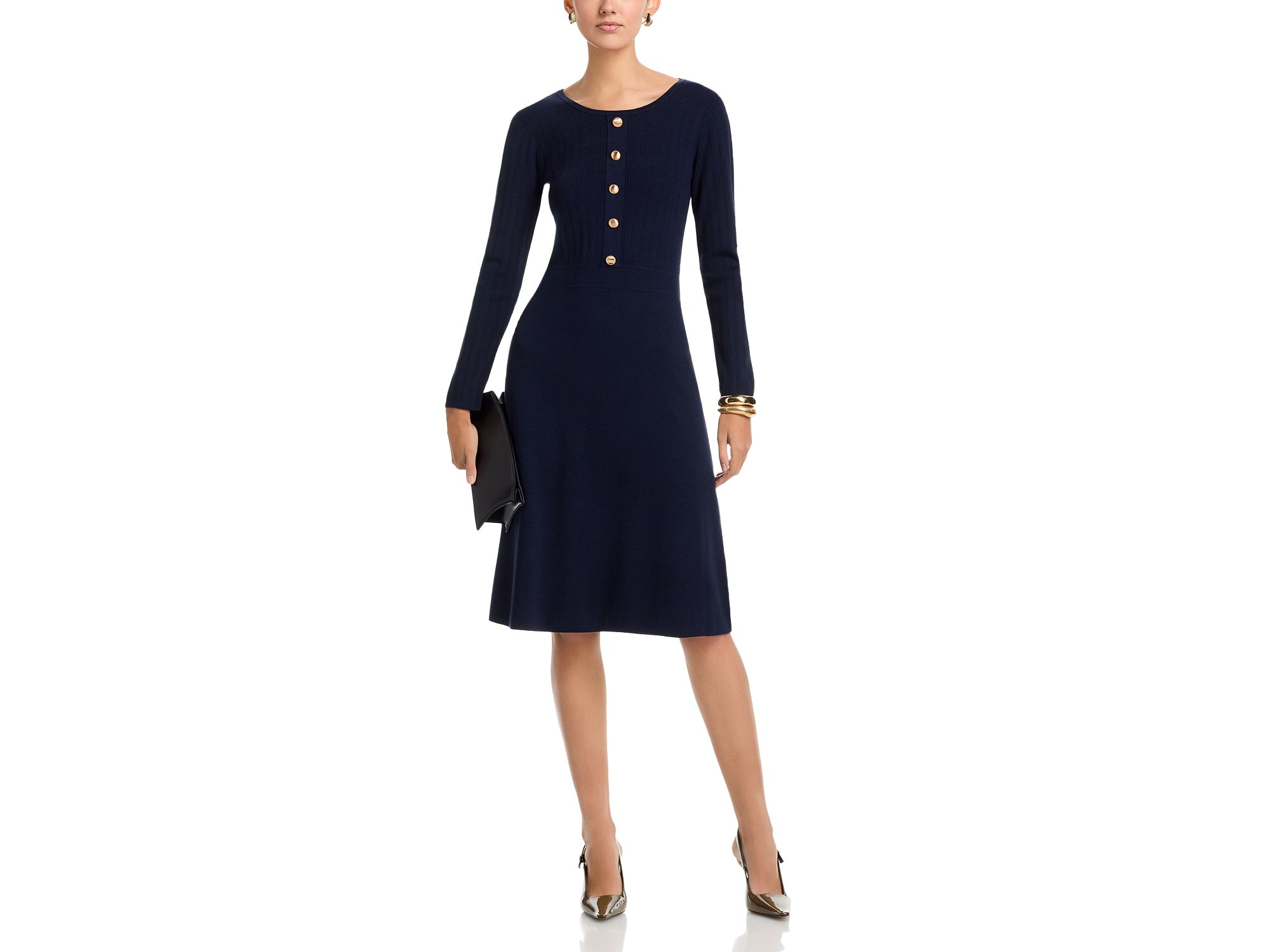 Long Sleeve Ribbed Sweater Dress — Image 3