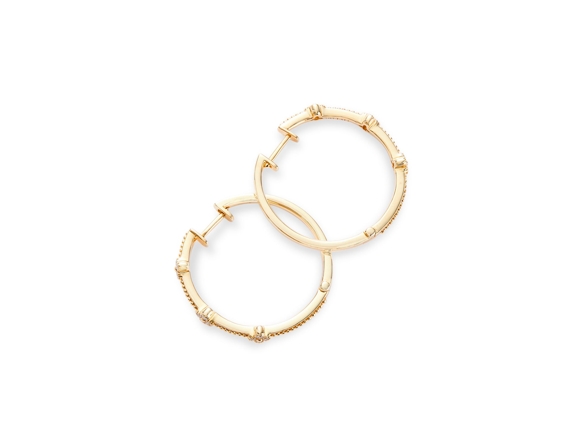 Diamond Hoop Earrings in 14K Yellow Gold, 0.18 tcw — Image 4