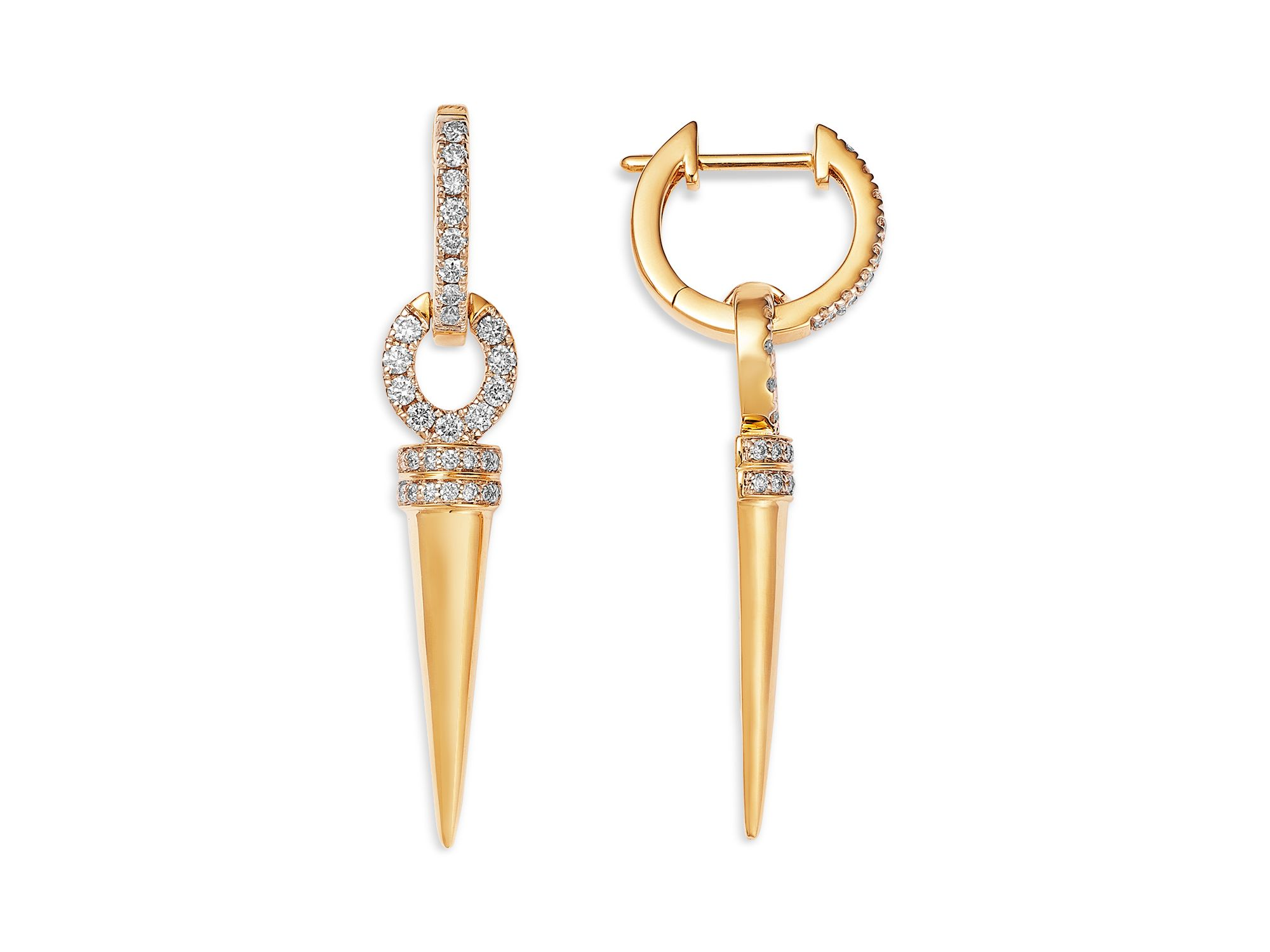 Diamond Spike Drop Earring in 14K Yellow Gold, 0.55 tcw — Image 3
