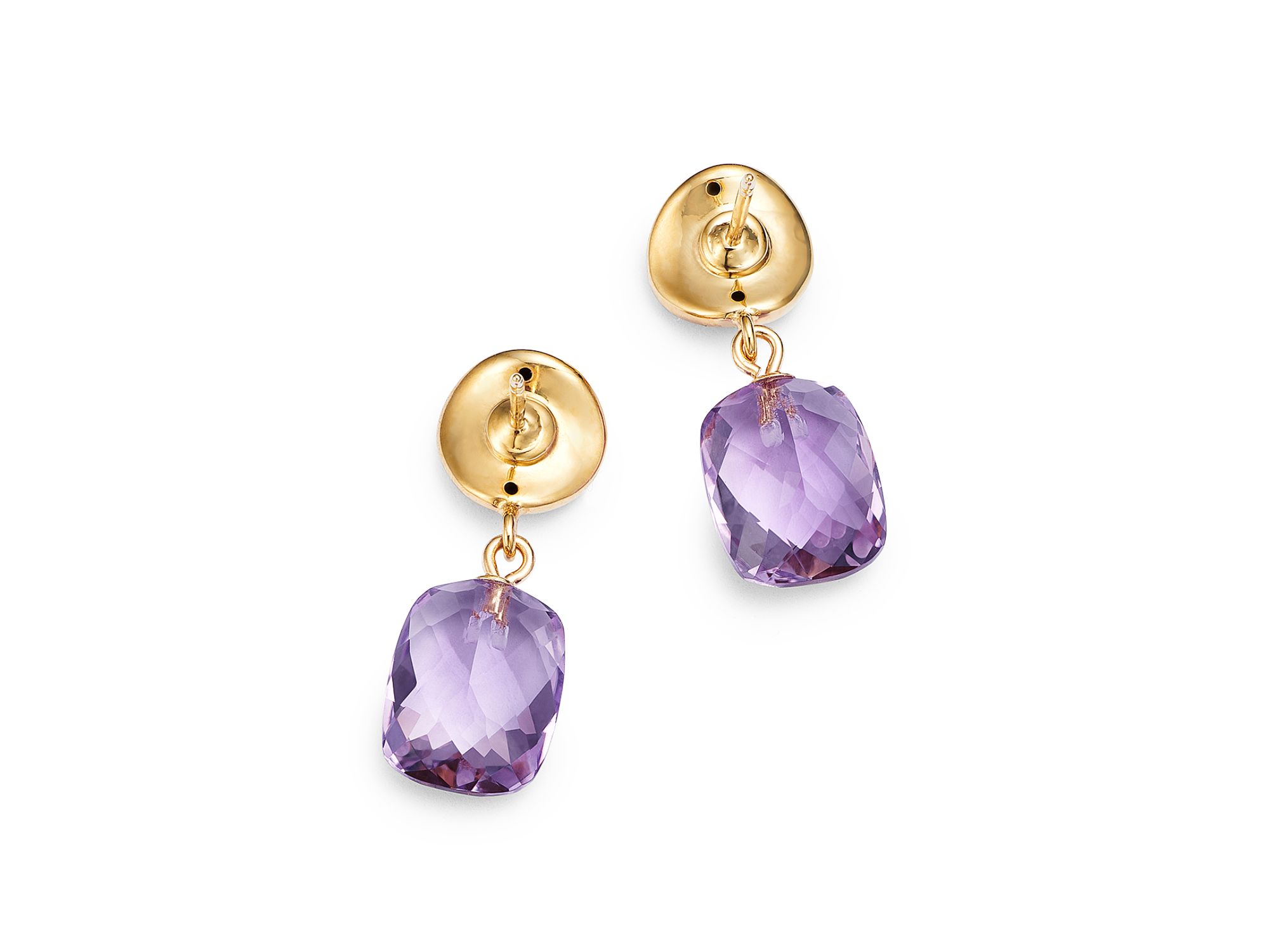 Amethyst Drop Earrings in 14K Yellow Gold — Image 3