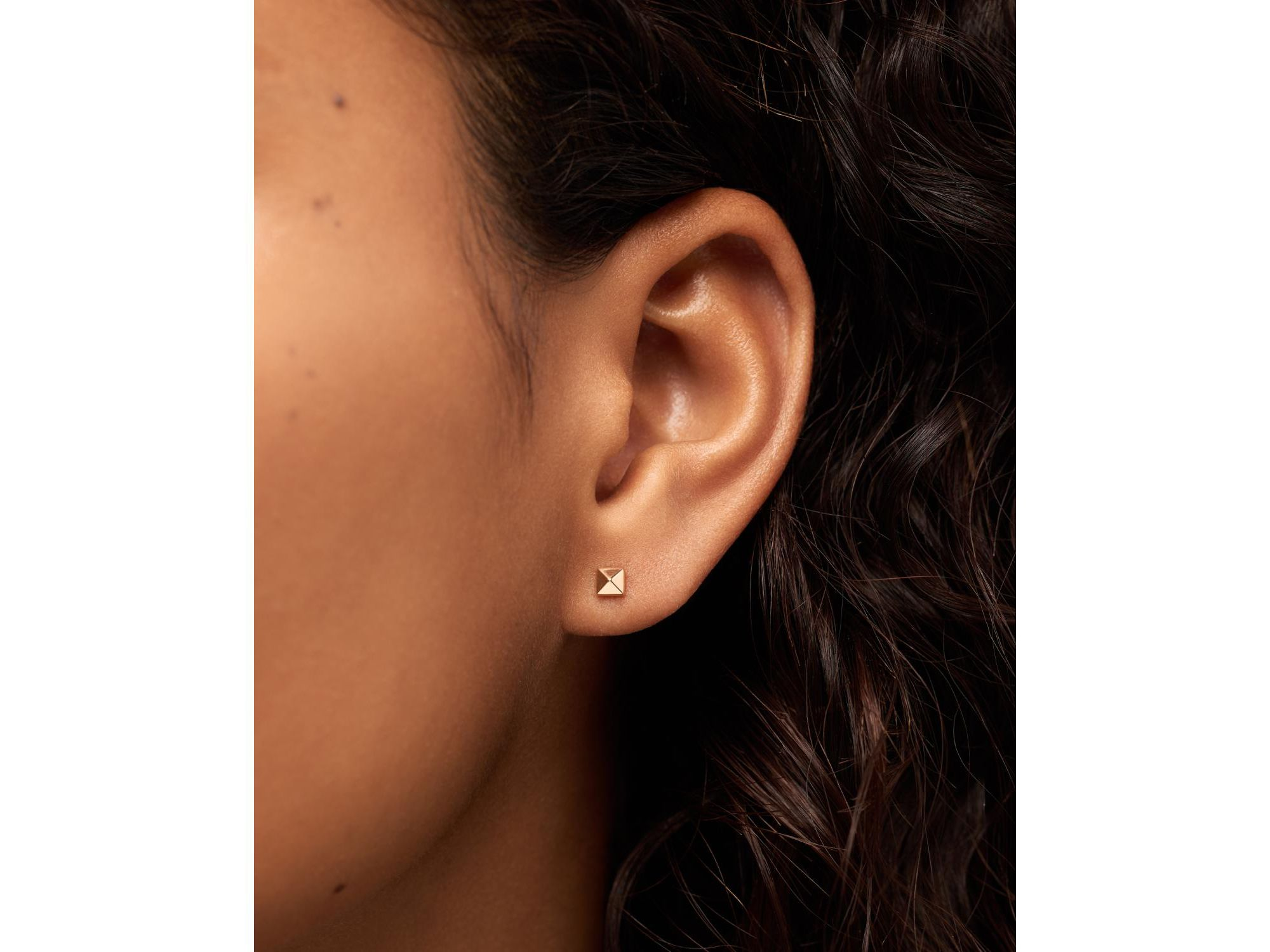 Solid Yellow Gold Pyramid Studs — Image 4