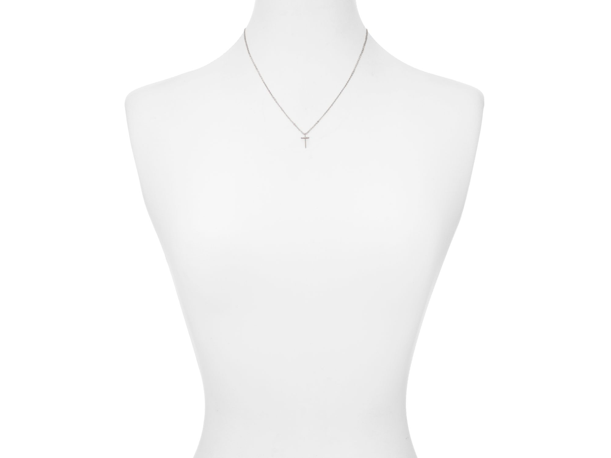Swedged Cross Pendant Necklace in Sterling, 18" — Image 3