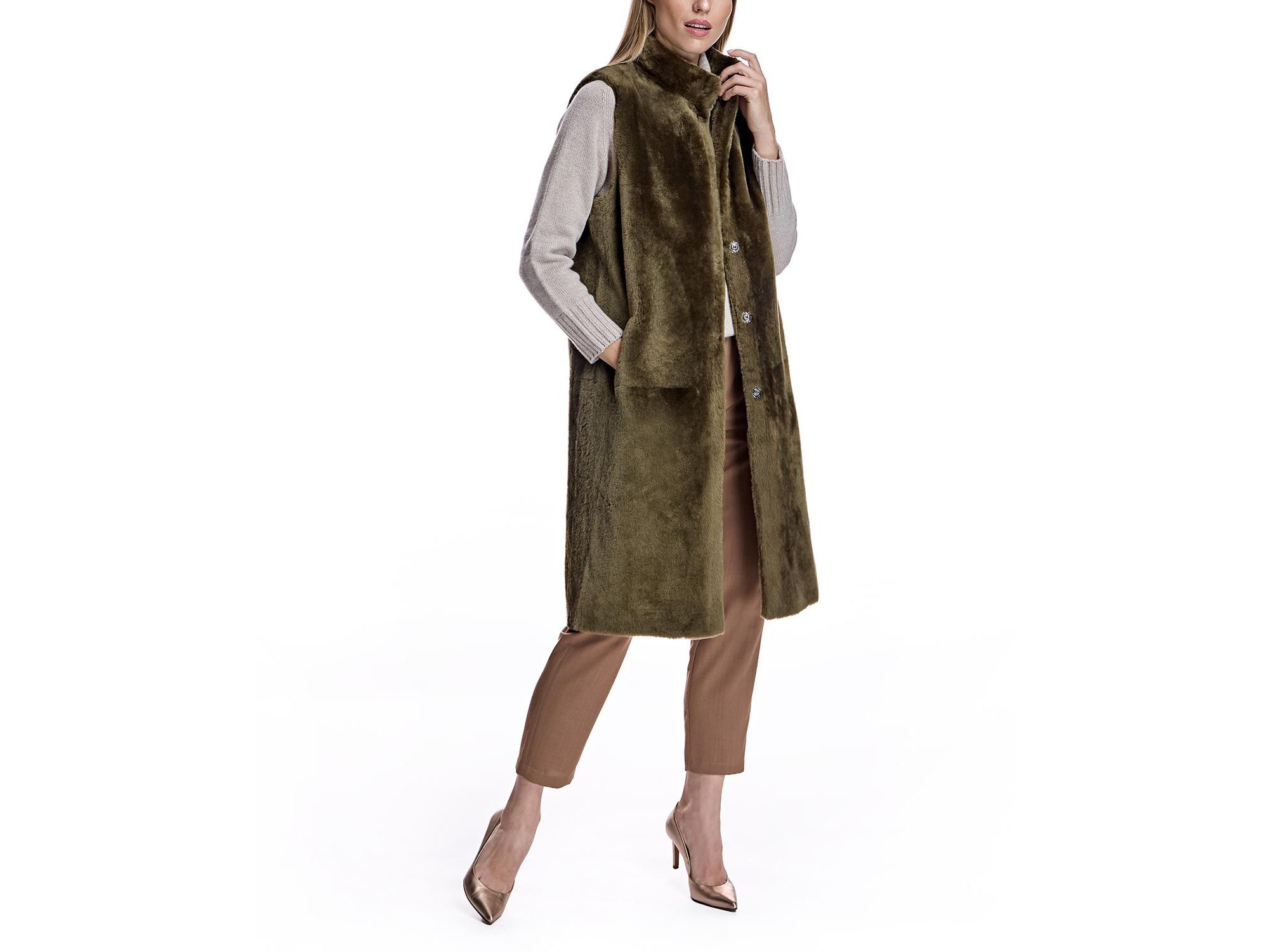 Reversible Shearling Lamb Vest — Image 8