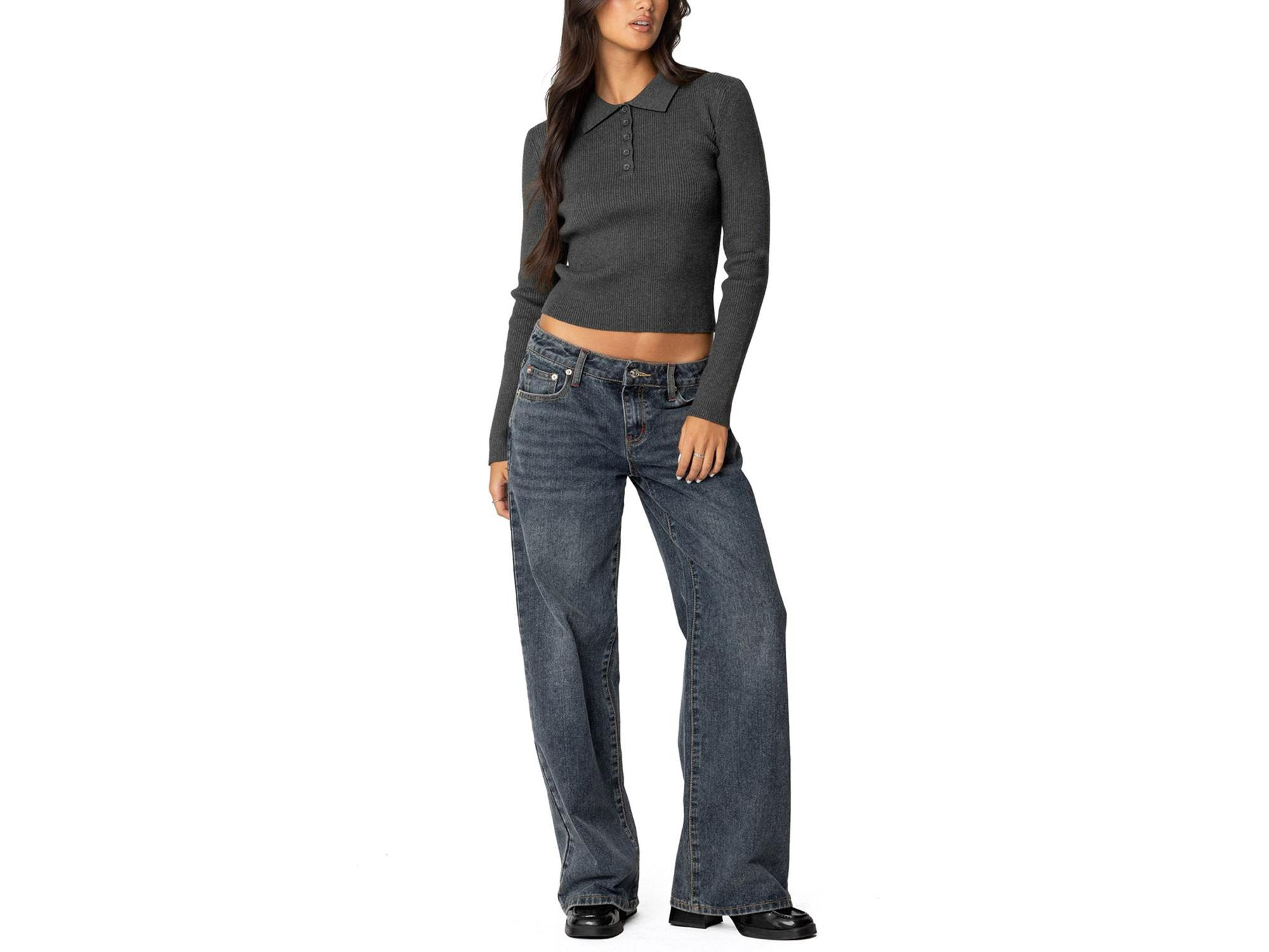 Mollie Collared Ribbed Knit Top — Image 3