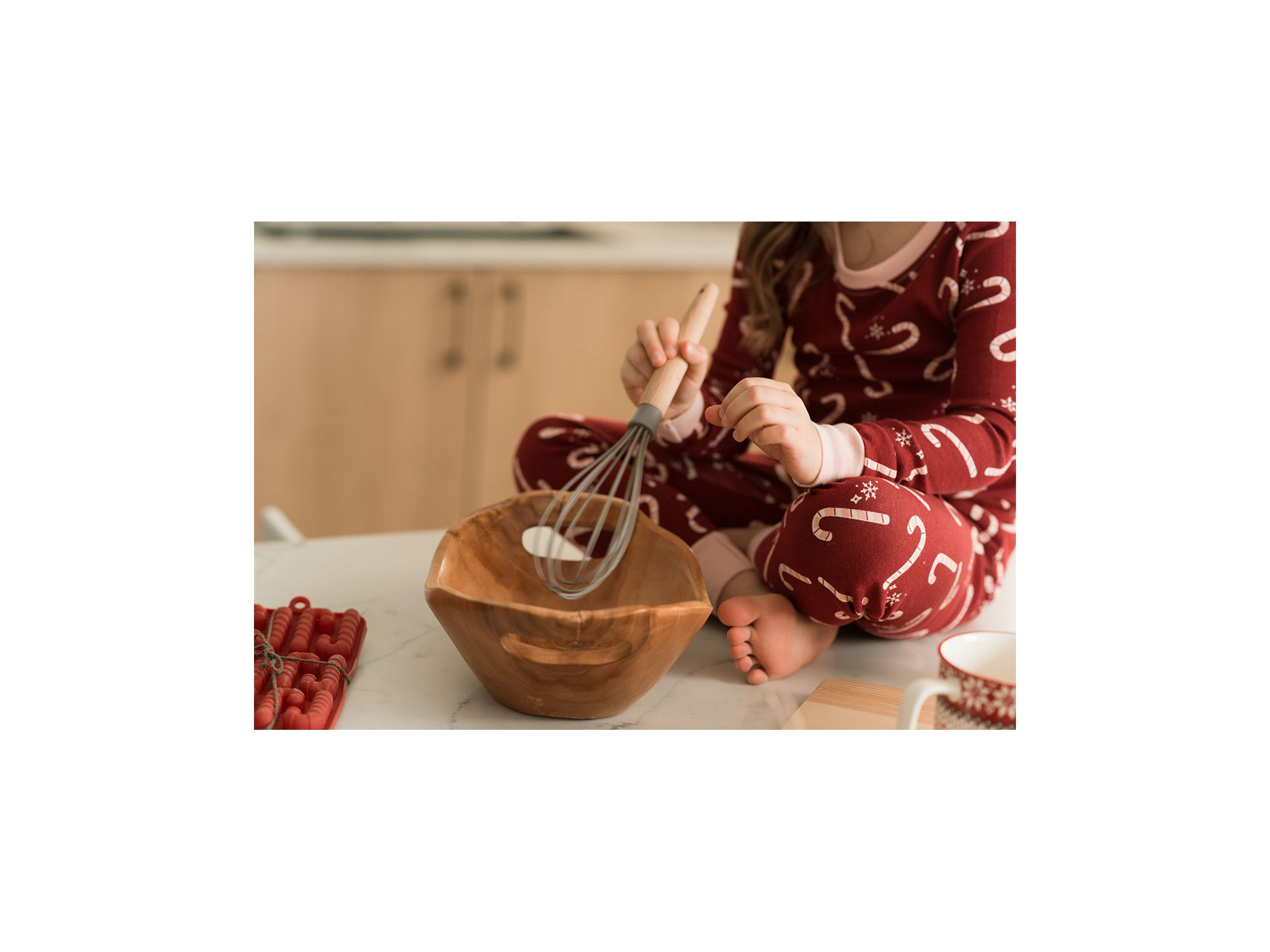 Girls' Candy Cane Print Pajama Set - Little Kid — Image 3