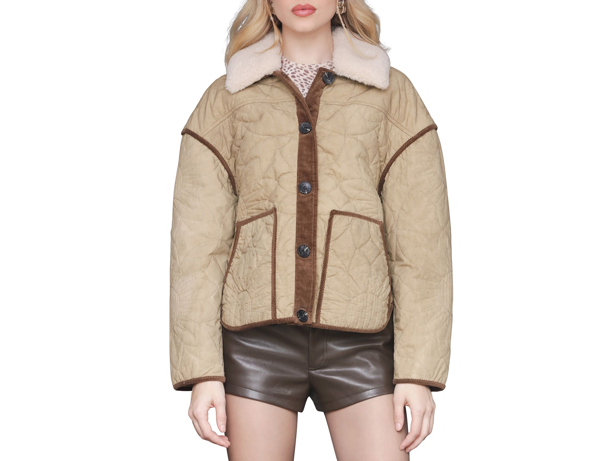 Contrast Trim Quilted Jacket — Image 3