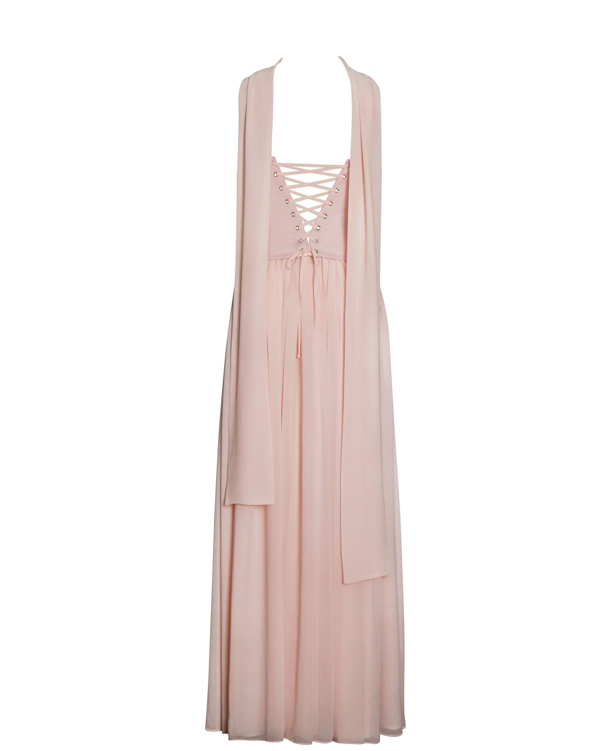 Qianna Peplum Top Chiffon Gown with Scarf — Image 9
