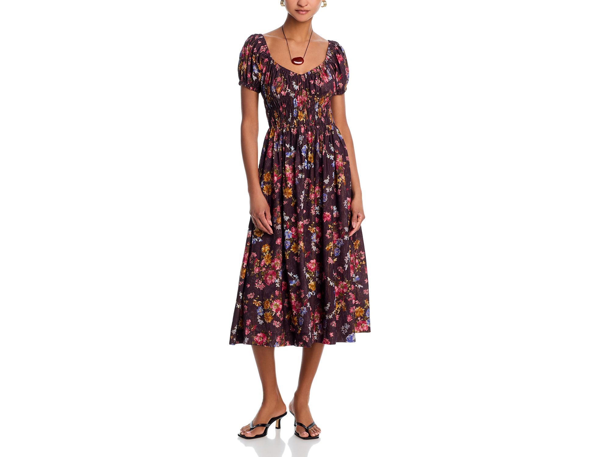 Floral Puff Sleeve Midi Dress - Exclusive — Image 3