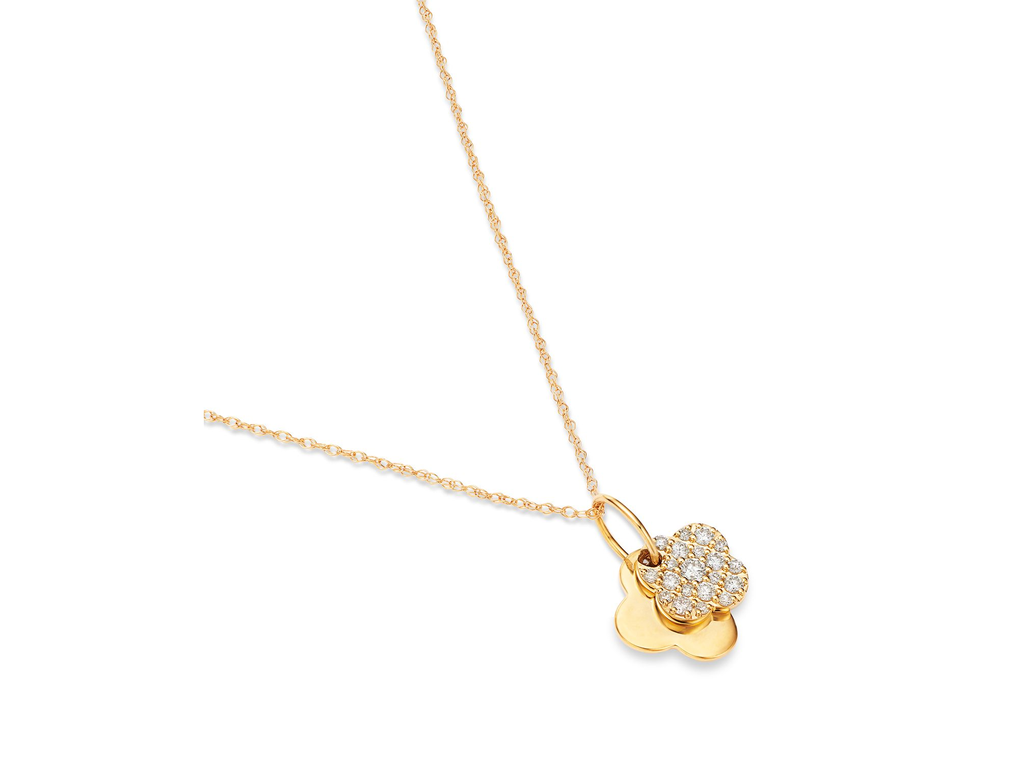 Diamond Clover Pendant Necklace in 14K Yellow Gold, 0.25 tcw — Image 3