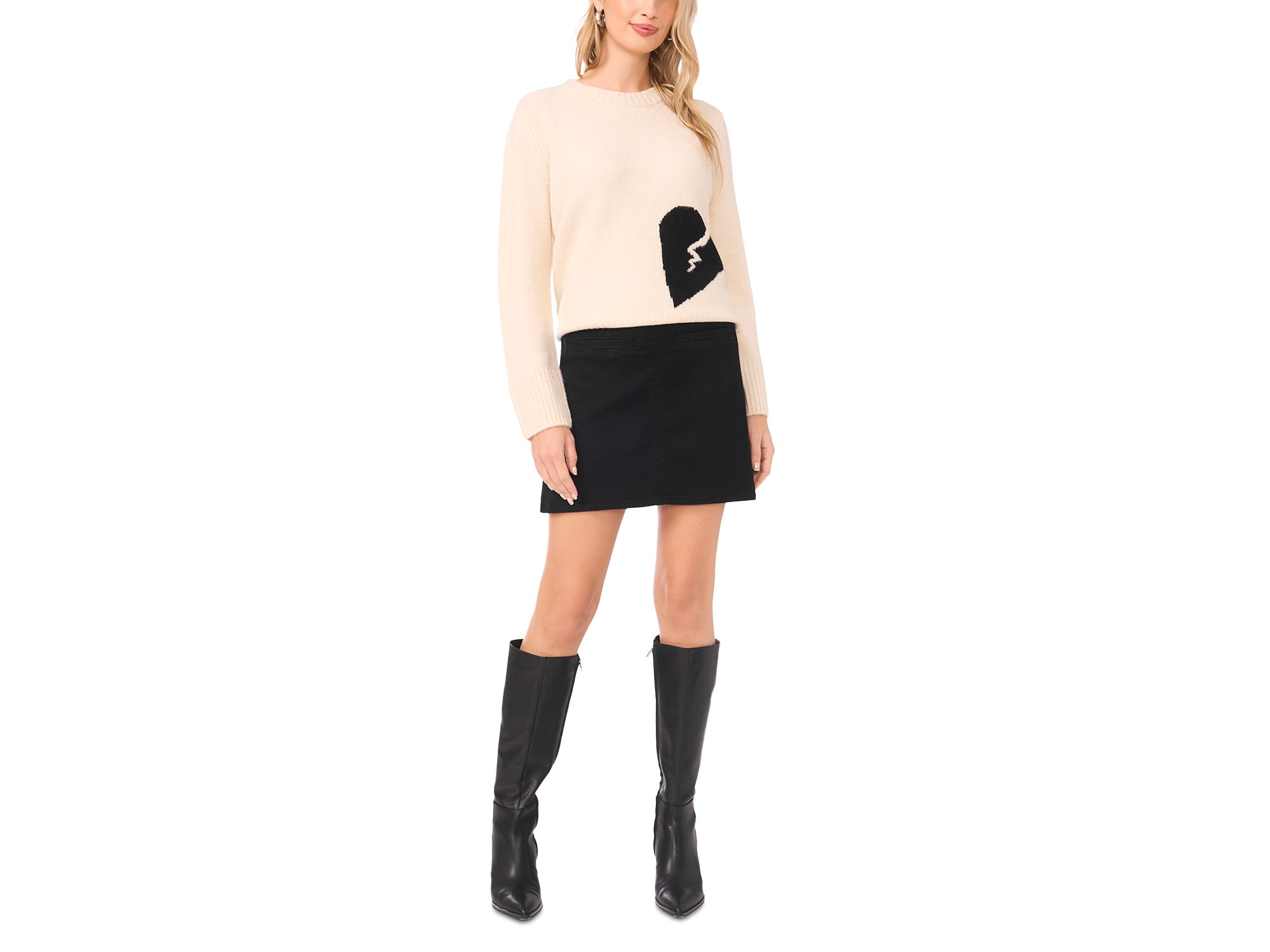 Heart Motif Crewneck Sweater — Image 3