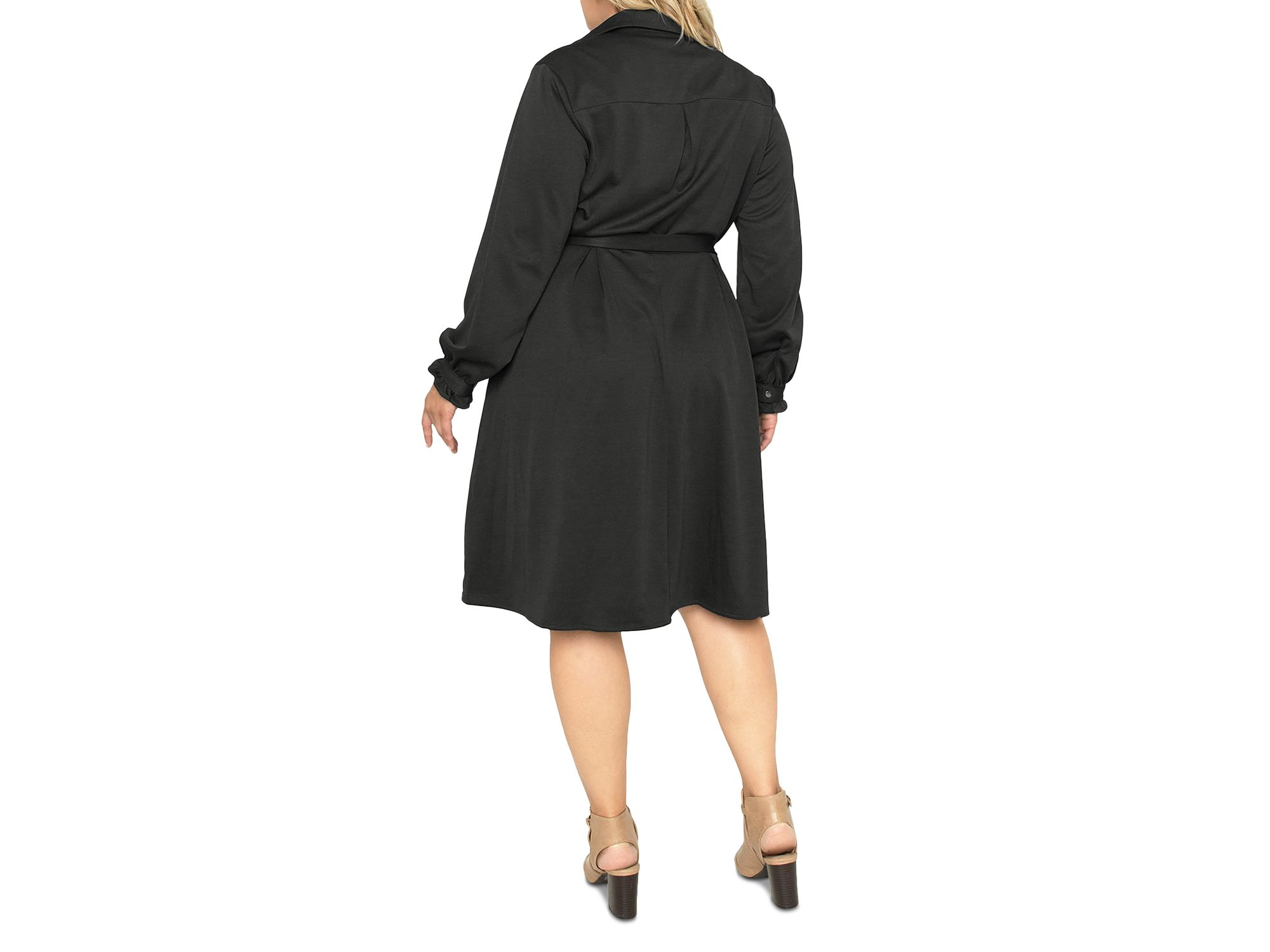 Lapel Collar Crepe Wrap Dress — Image 3
