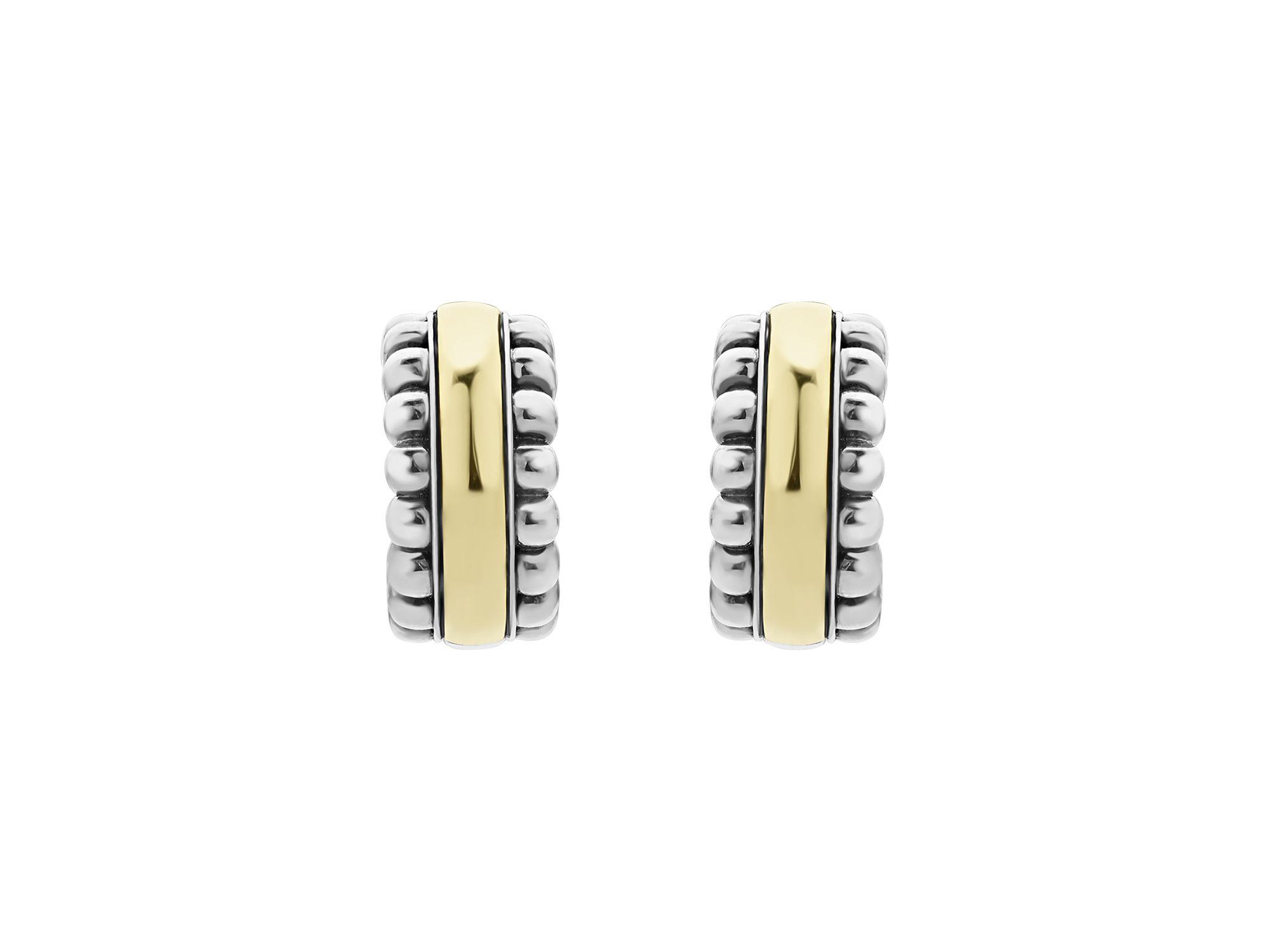 Sterling Silver & 18K Gold Signature Caviar Small Flute Hoop Earrings — Image 3