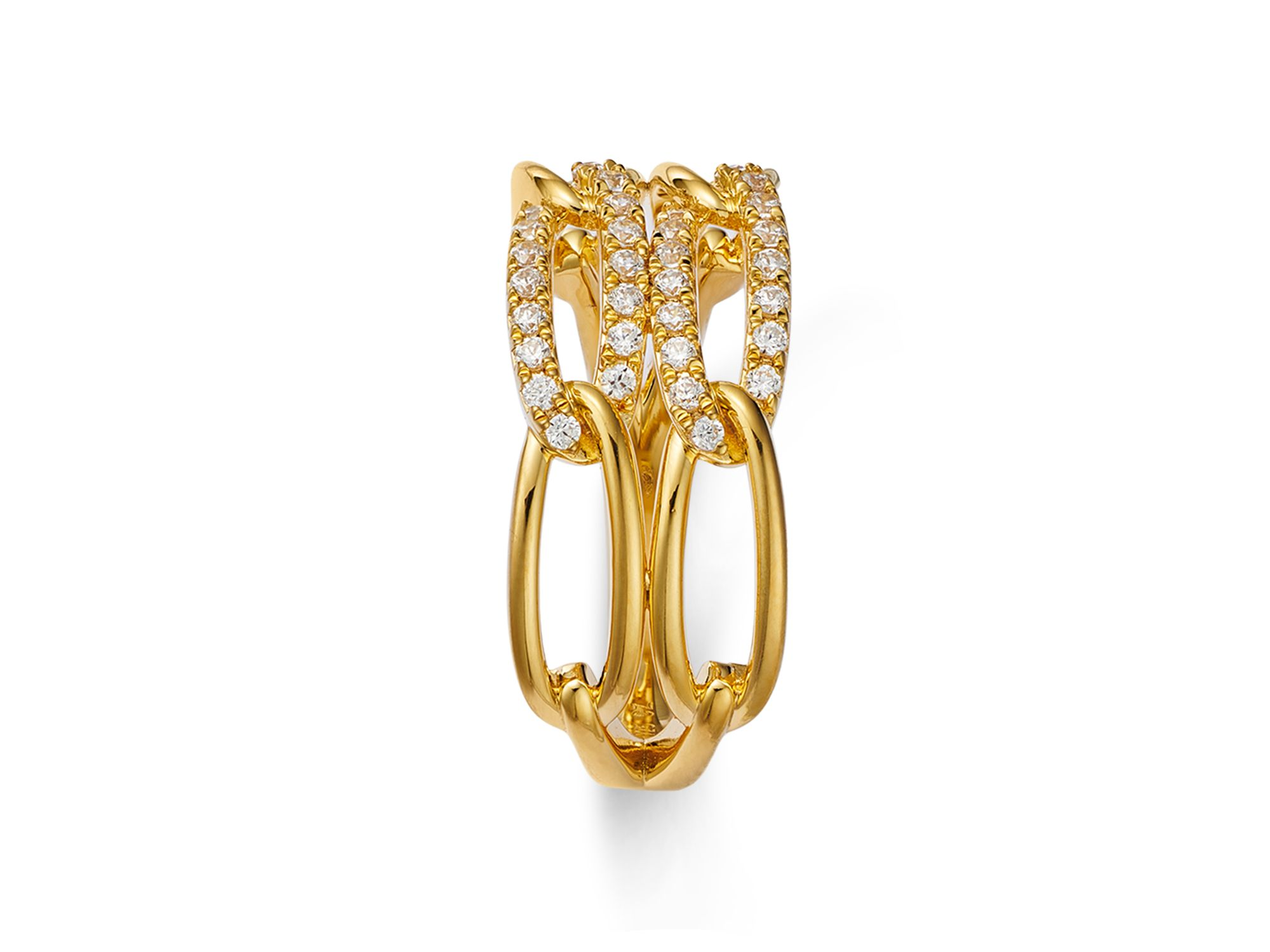 Diamond Double Link Ring in 14K Yellow Gold, 0.25 tcw — Image 3