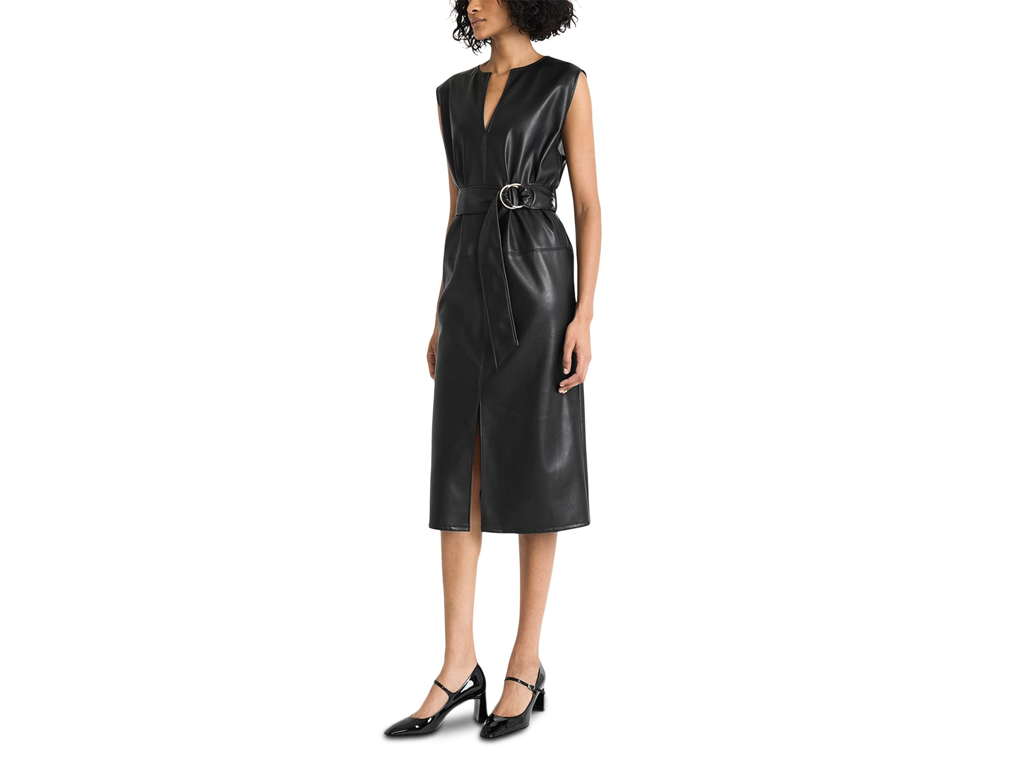 Faux Leather Midi Dress — Image 3