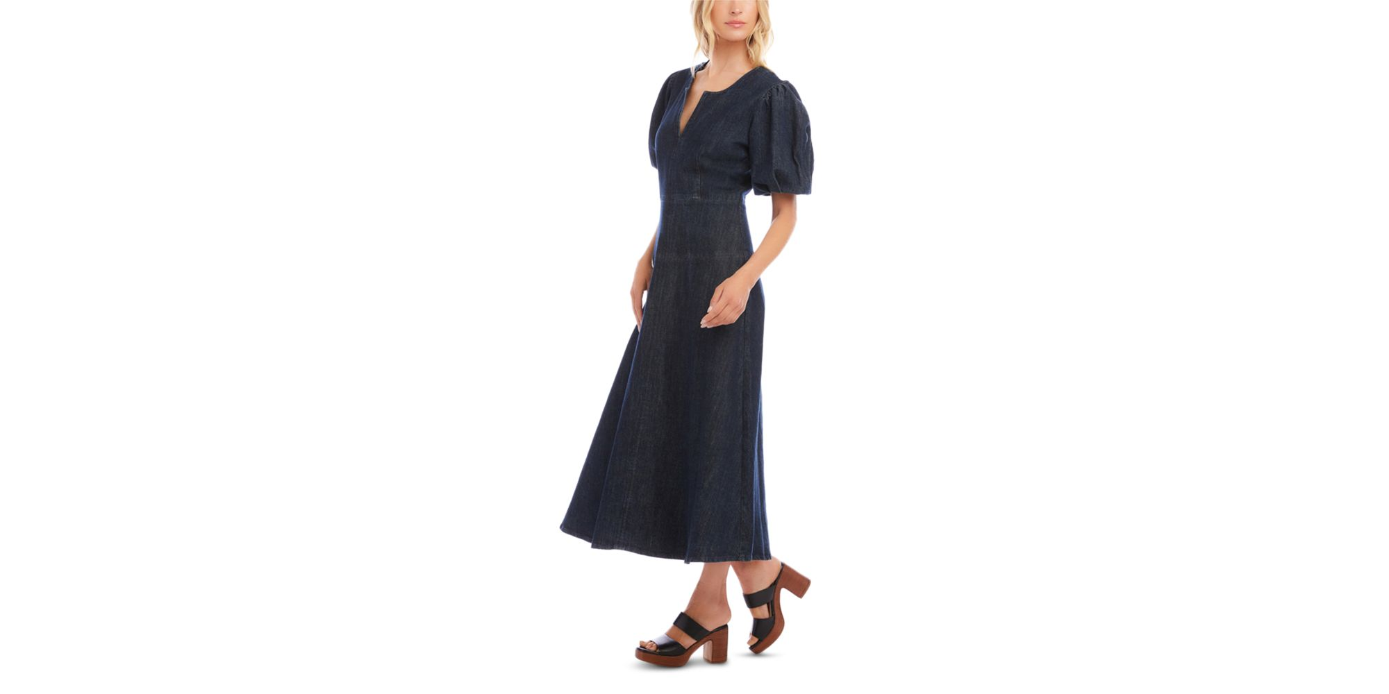 Puffed Sleeve Midi Dress — Image 3