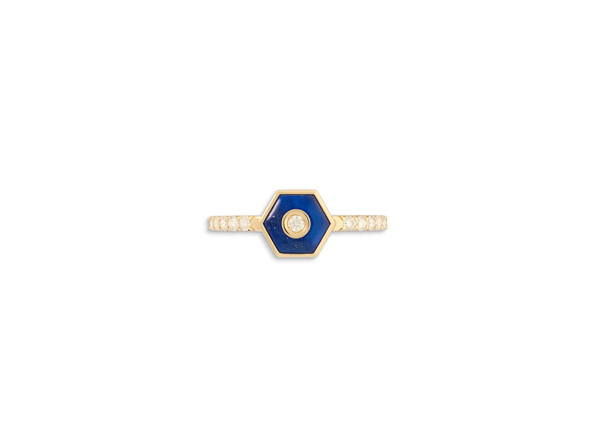Diamond & Lapis Baia Stackable Ring in 18K Yellow Gold — Image 4