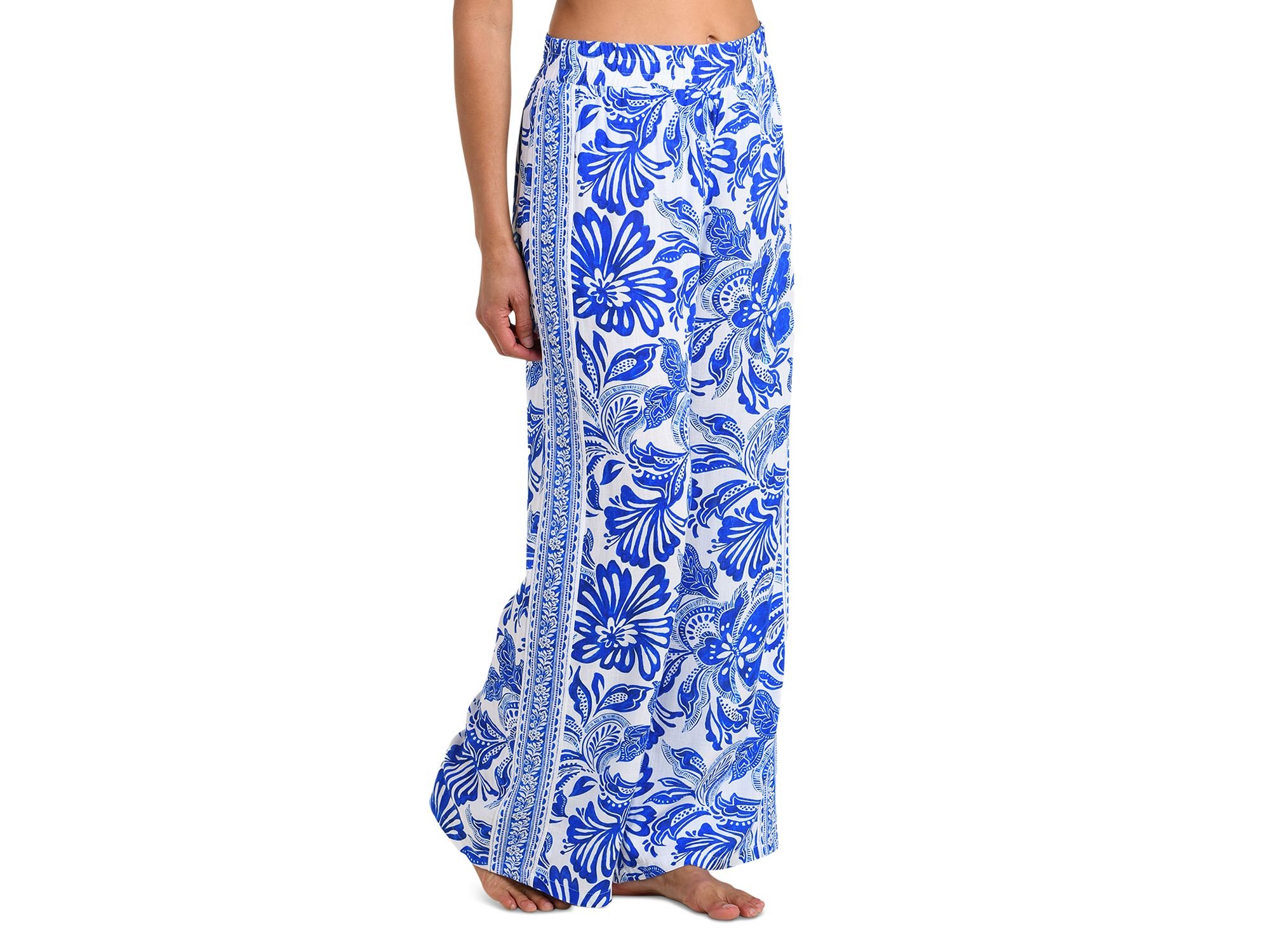 Botanical Brocade Wide Leg Swim Cover-Up Pants — Image 4