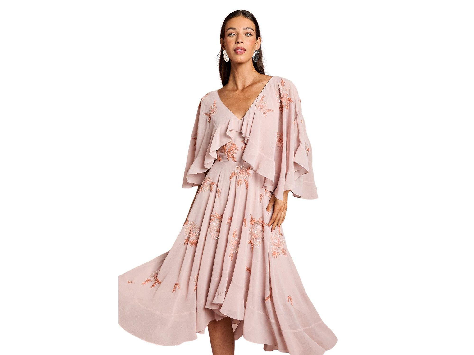 Embellished Frill Cape Midi Dress — Image 3