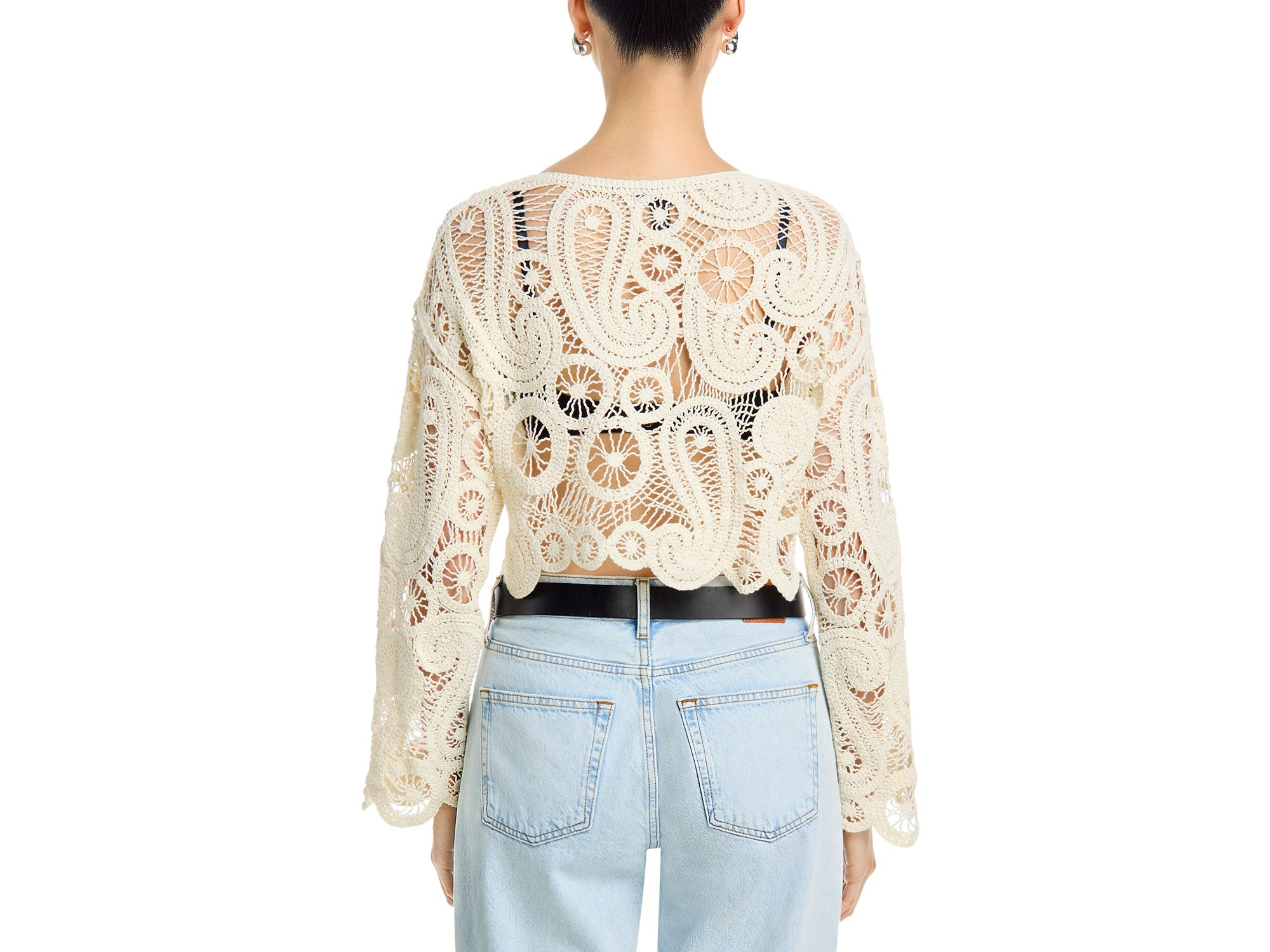 Long Sleeved Paisley Crochet Top - Exclusive — Image 3