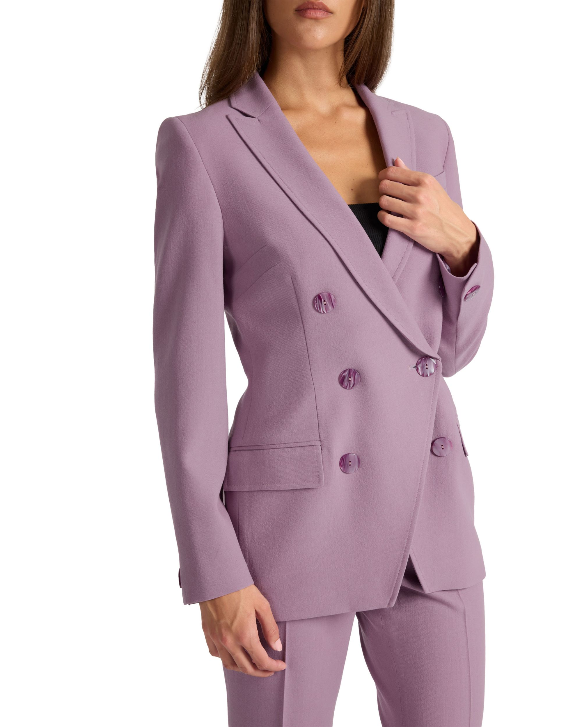 Paco Double-Breasted Six-Button Jacket in Wool Stretch — Image 3