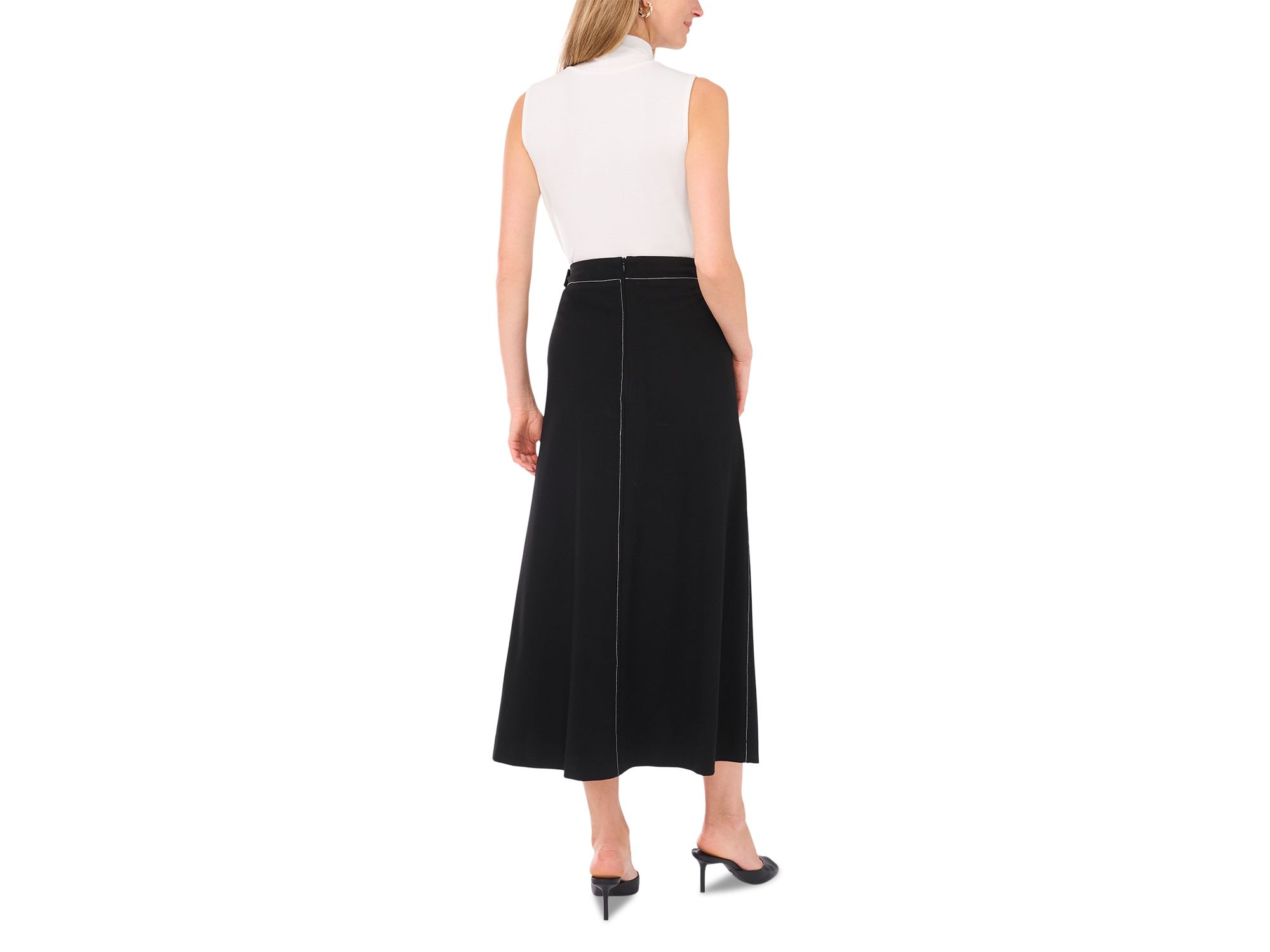 A Line Contrast Stitch Skirt — Image 4
