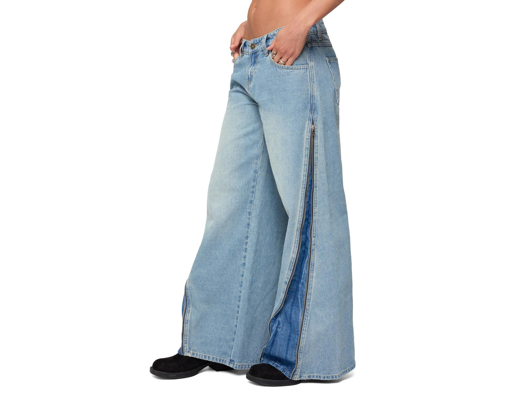 Kiarah Low Rise Bootcut Jeans in Blue Washed — Image 3